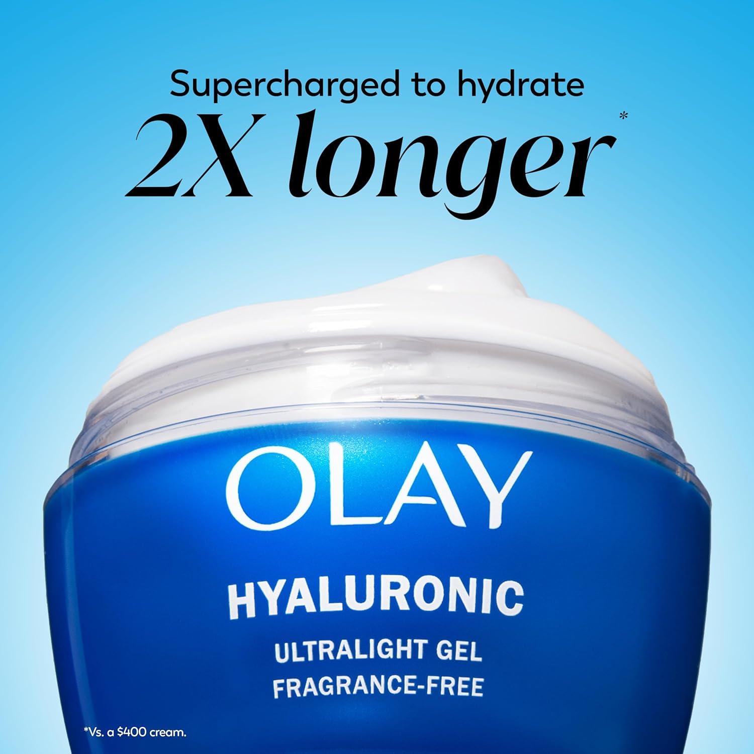 imageOlay Hyaluronic Acid Face Mousturizer Plump amp Hydrate FragranceFree Hydrating Gel for Dry Skin Retain amp Replenish Moisture with Niacinamide NonGreasy 2 Oz17 Fl Oz Pack of 1