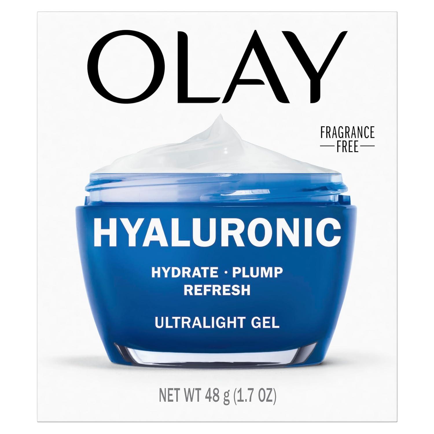 imageOlay Hyaluronic Acid Face Mousturizer Plump amp Hydrate FragranceFree Hydrating Gel for Dry Skin Retain amp Replenish Moisture with Niacinamide NonGreasy 2 Oz17 Fl Oz Pack of 1