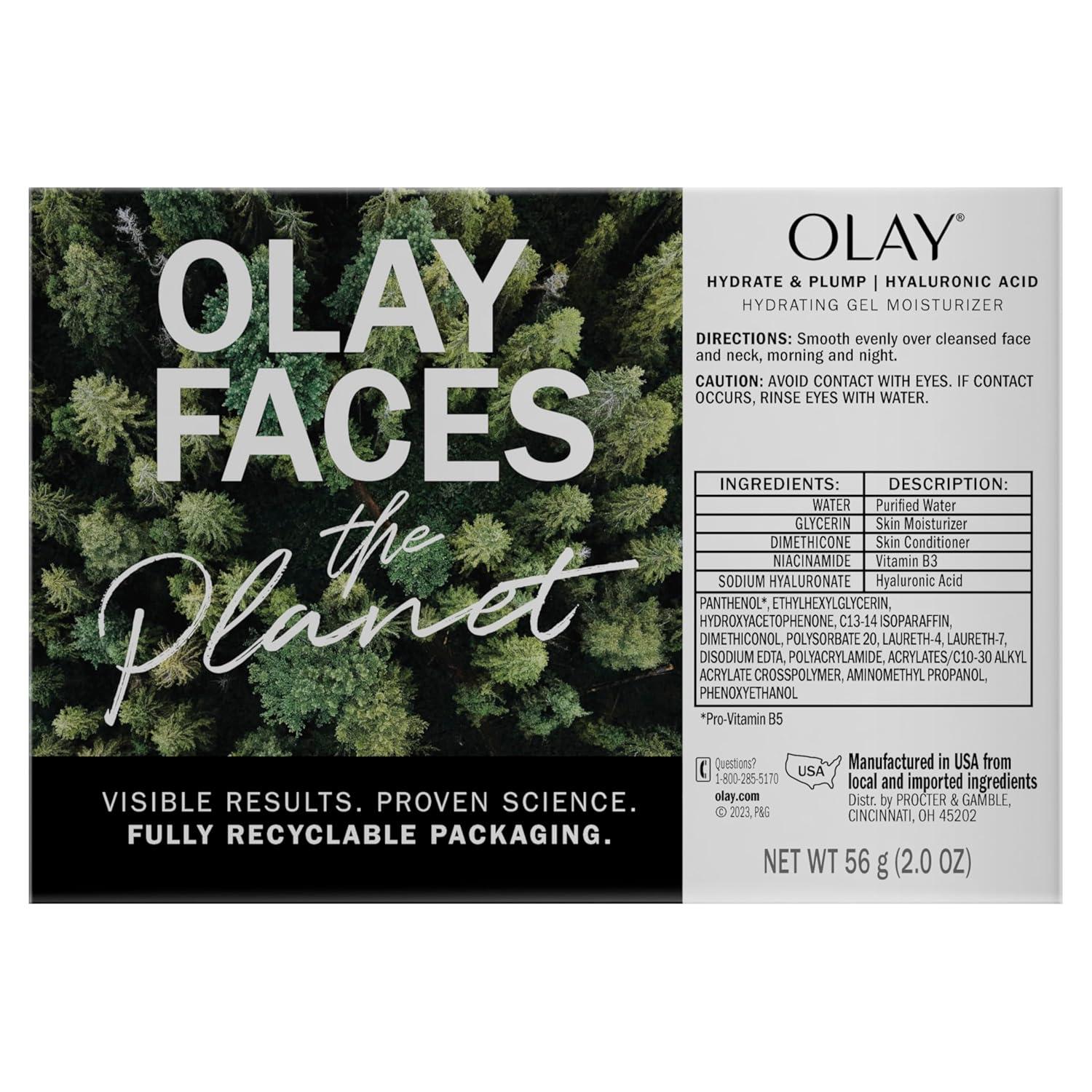 imageOlay Hyaluronic Acid Face Mousturizer Plump amp Hydrate FragranceFree Hydrating Gel for Dry Skin Retain amp Replenish Moisture with Niacinamide NonGreasy 2 Oz2 Ounce Pack of 1