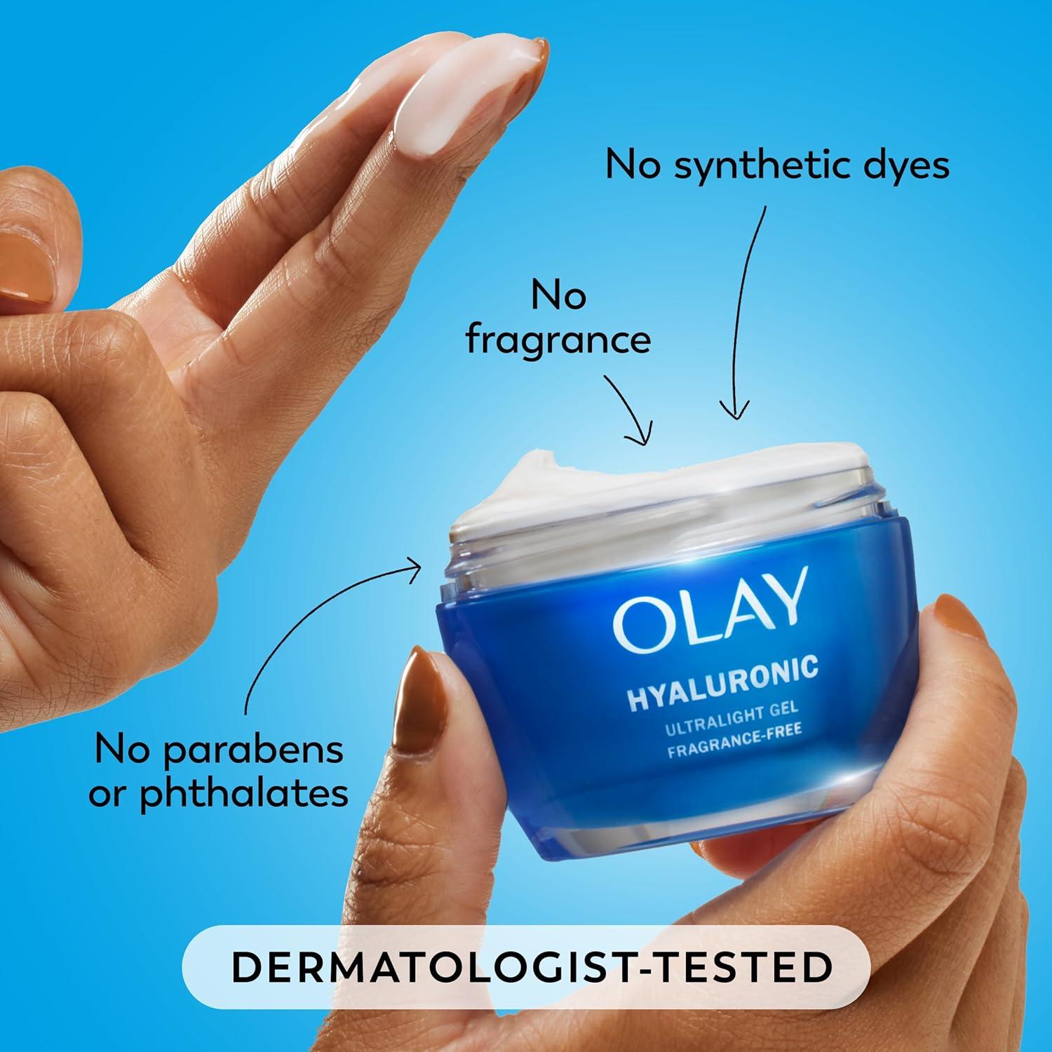 imageOlay Hyaluronic Acid Face Mousturizer Plump amp Hydrate FragranceFree Hydrating Gel for Dry Skin Retain amp Replenish Moisture with Niacinamide NonGreasy 2 Oz17 Fl Oz Pack of 1