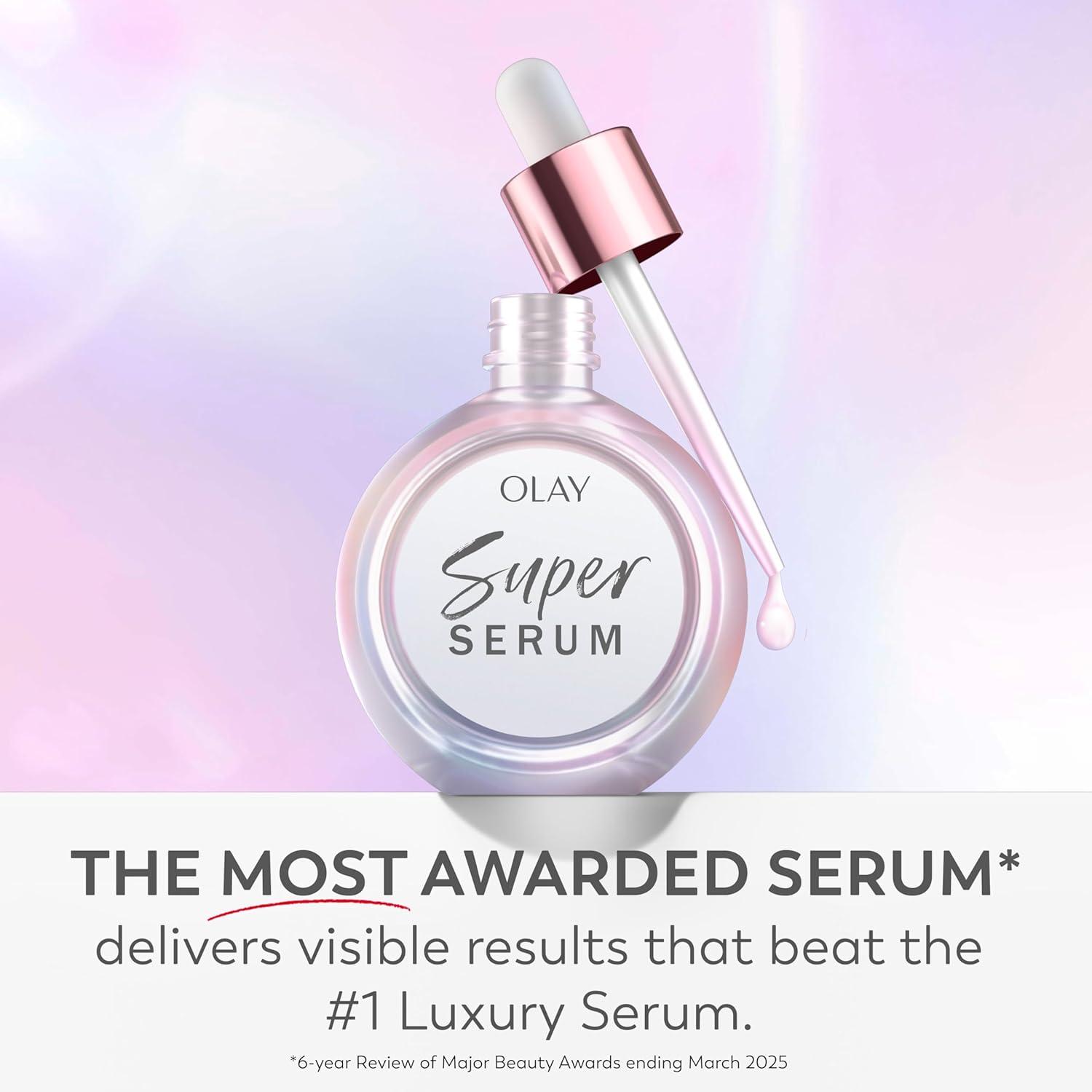 imageOlay Super Serum Glow Serum for Face Activated Niacinamide Vitamin C amp E Collagen Peptide AHA 5in1 Benefits Brightens Hydrates Smooths Firms Evens Tone Proactive AntiAging 10 Oz17 Fl Oz Pack of 1