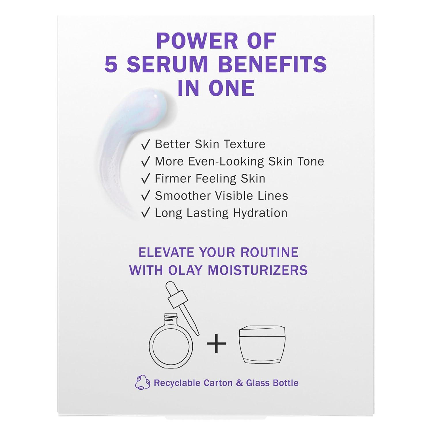 imageOlay Super Serum Glow Serum for Face Activated Niacinamide Vitamin C amp E Collagen Peptide AHA 5in1 Benefits Brightens Hydrates Smooths Firms Evens Tone Proactive AntiAging 10 Oz17 Fl Oz Pack of 1