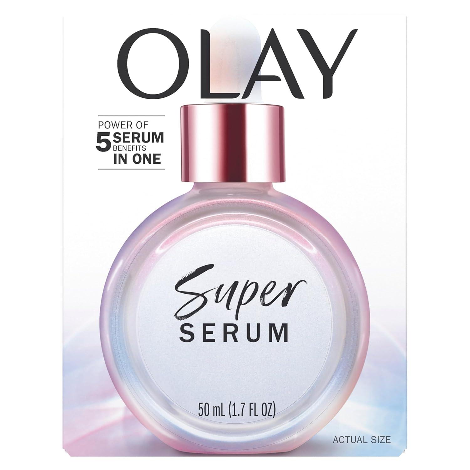 imageOlay Super Serum Glow Serum for Face Activated Niacinamide Vitamin C amp E Collagen Peptide AHA 5in1 Benefits Brightens Hydrates Smooths Firms Evens Tone Proactive AntiAging 10 Oz17 Fl Oz Pack of 1