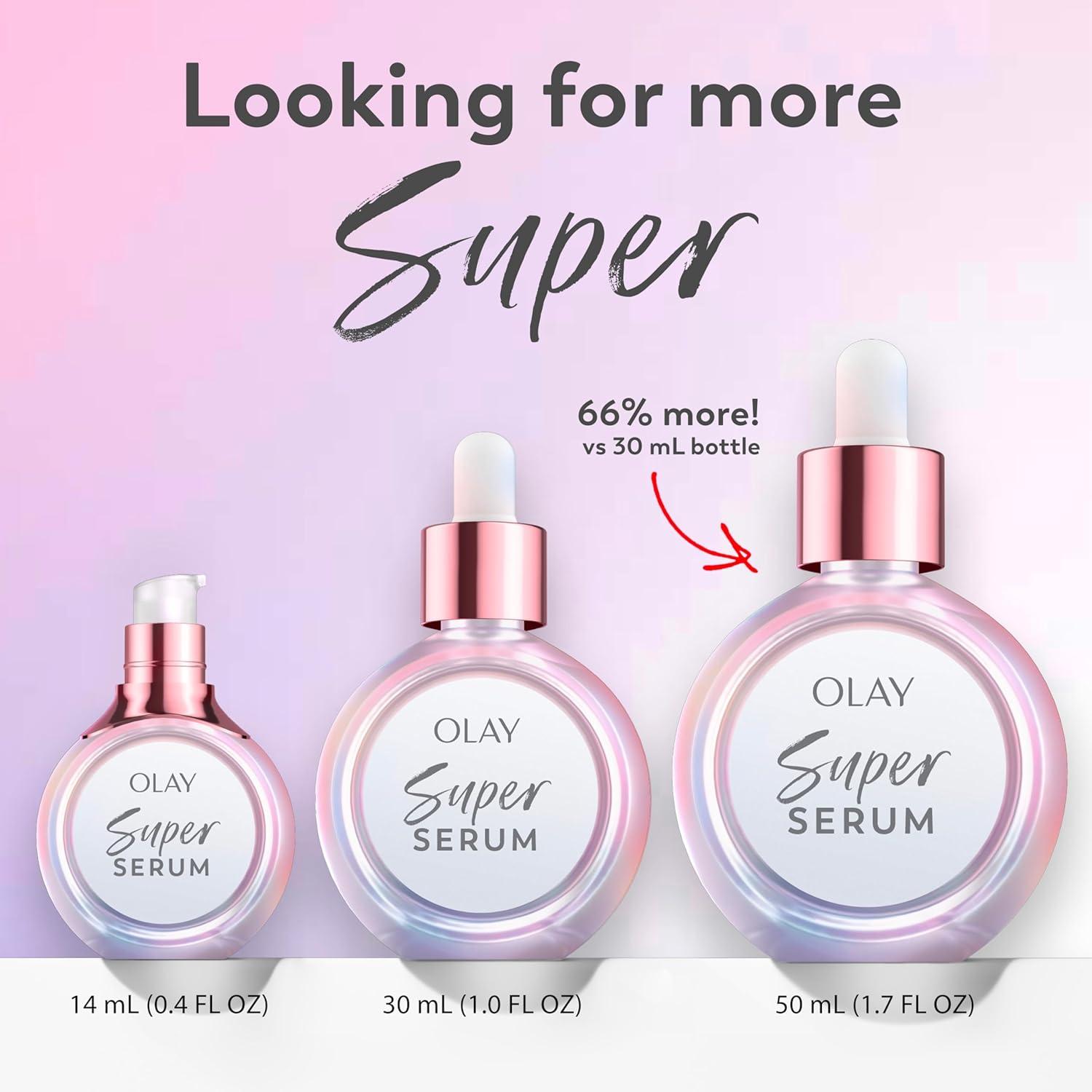 imageOlay Super Serum Glow Serum for Face Activated Niacinamide Vitamin C amp E Collagen Peptide AHA 5in1 Benefits Brightens Hydrates Smooths Firms Evens Tone Proactive AntiAging 10 Oz1 Fl Oz Pack of 1