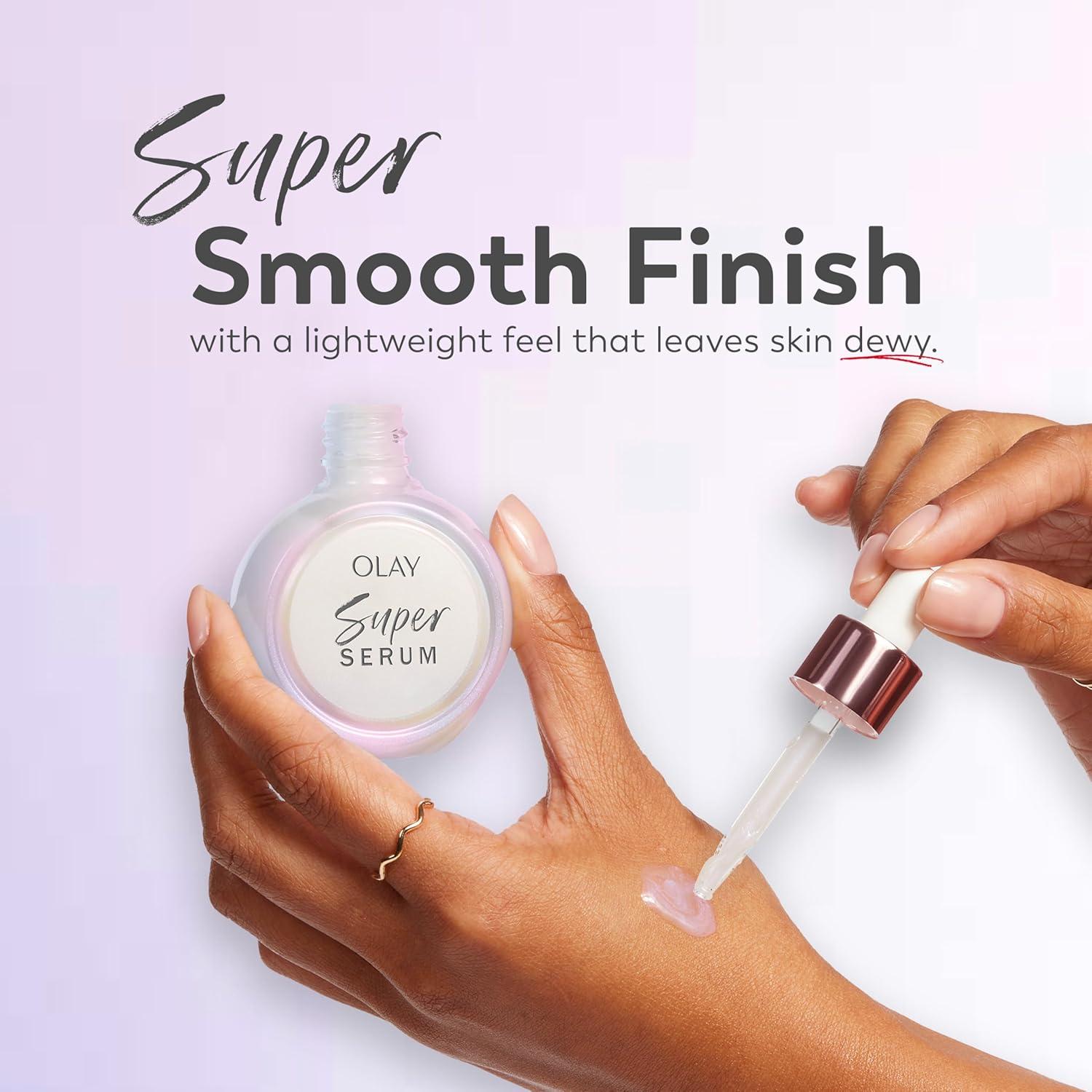 imageOlay Super Serum Glow Serum for Face Activated Niacinamide Vitamin C amp E Collagen Peptide AHA 5in1 Benefits Brightens Hydrates Smooths Firms Evens Tone Proactive AntiAging 10 Oz17 Fl Oz Pack of 1