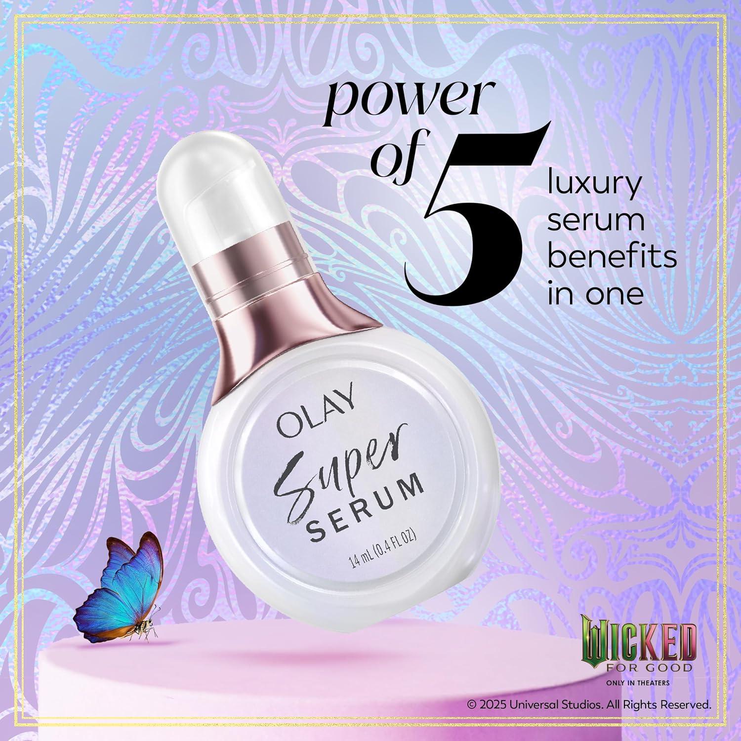 imageOlay Super Serum Trial Size Niacinamide Vitamin C amp E Collagen Peptide AHA 5in1 Skin Care Benefits Healthy Glow Brightening Hydrating Smoothing Firming Evens Tone AntiAging 04 OzWicked Bundle Super Serum Face Cleansing Melts
