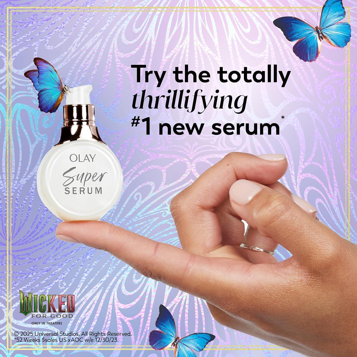 imageOlay Super Serum Trial Size Niacinamide Vitamin C amp E Collagen Peptide AHA 5in1 Skin Care Benefits Healthy Glow Brightening Hydrating Smoothing Firming Evens Tone AntiAging 04 OzWicked Bundle Super Serum Face Cleansing Melts