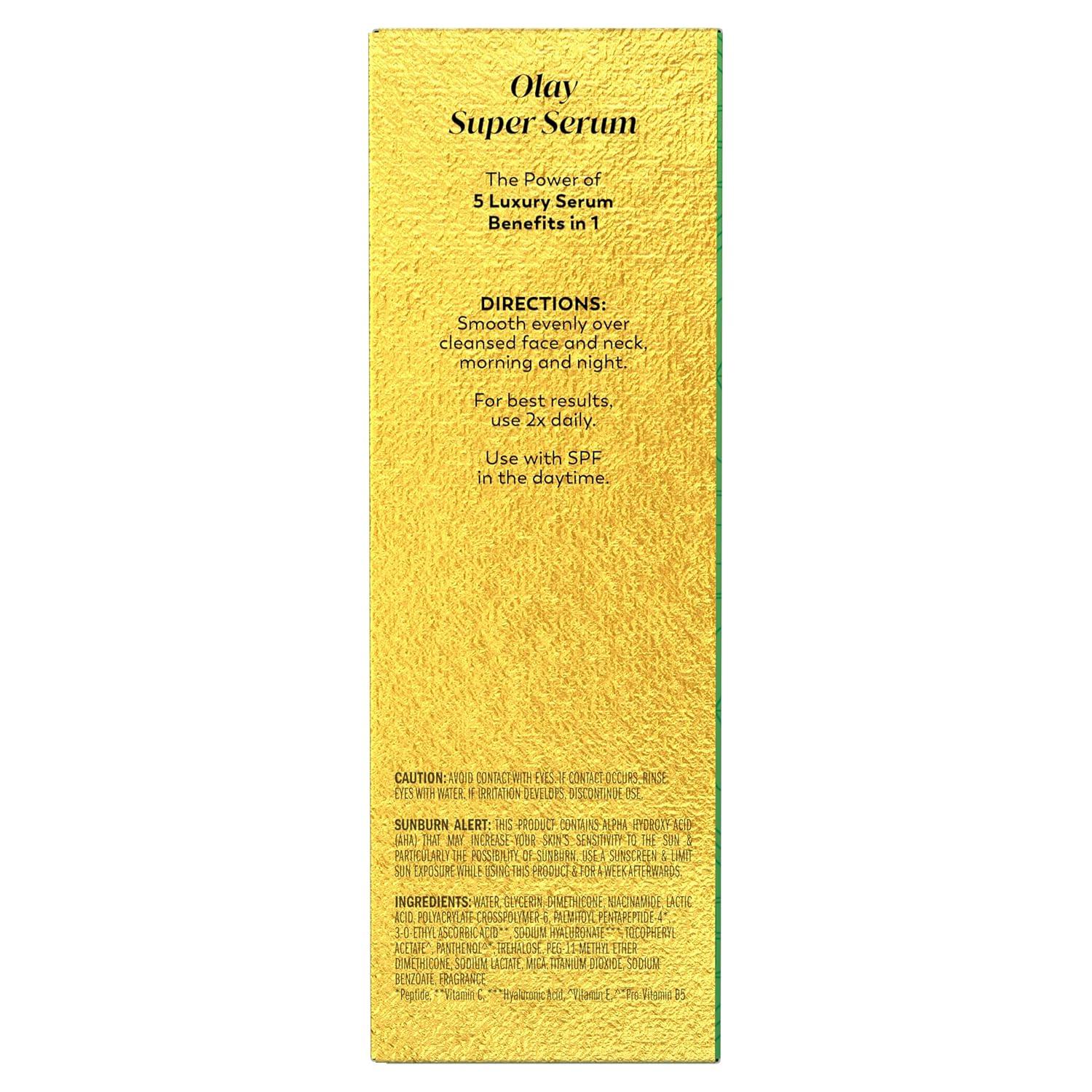 imageOlay Super Serum Trial Size Niacinamide Vitamin C amp E Collagen Peptide AHA 5in1 Skin Care Benefits Healthy Glow Brightening Hydrating Smoothing Firming Evens Tone AntiAging 04 OzWicked Bundle Super Serum Face Cleansing Melts