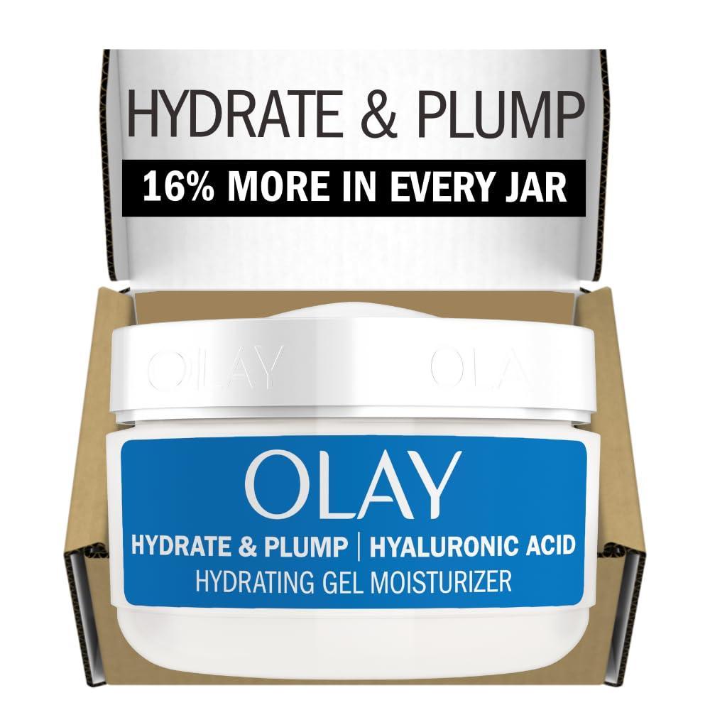 imageOlay Hyaluronic Acid Face Mousturizer Plump amp Hydrate FragranceFree Hydrating Gel for Dry Skin Retain amp Replenish Moisture with Niacinamide NonGreasy 2 Oz2 Ounce Pack of 1