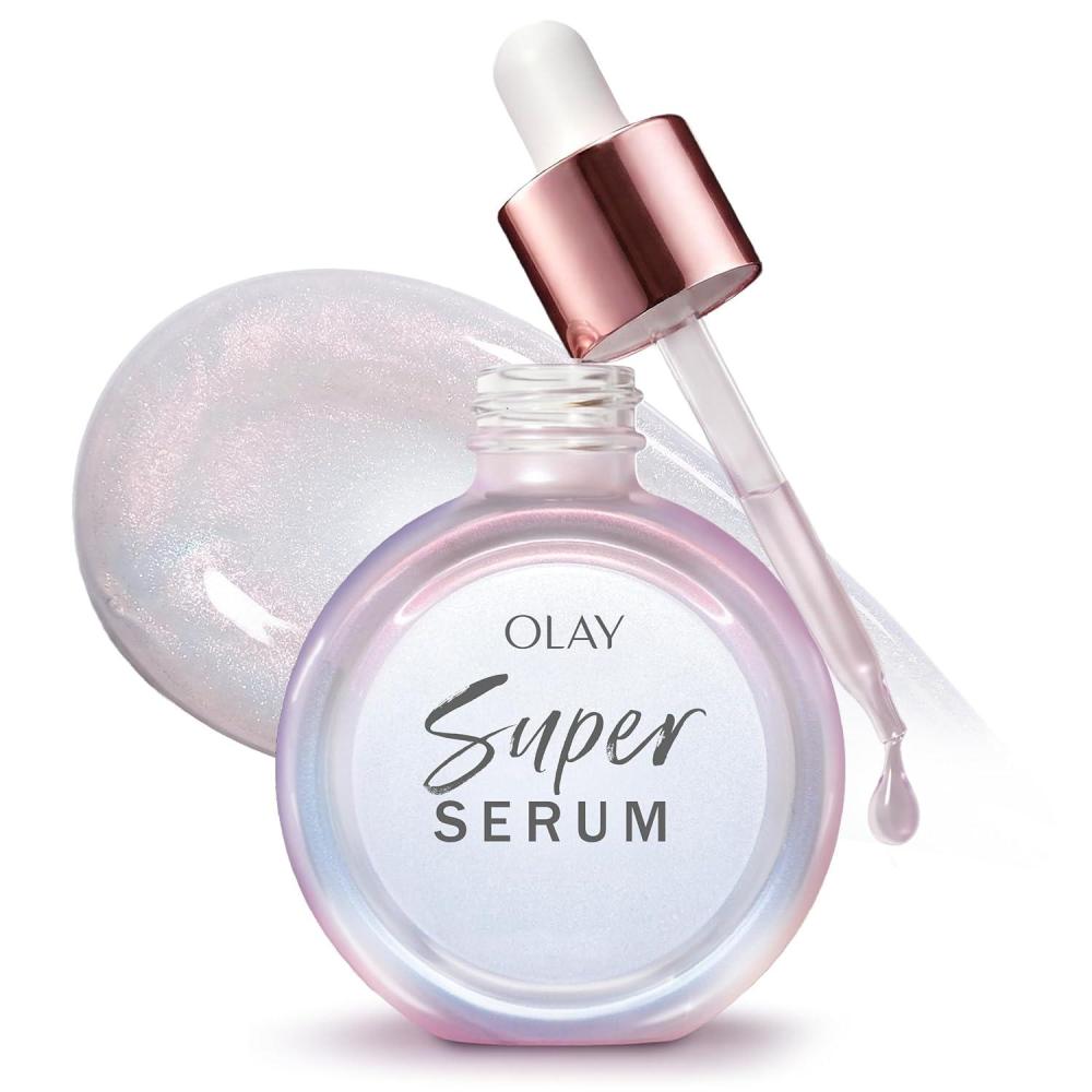 imageOlay Super Serum Glow Serum for Face Activated Niacinamide Vitamin C amp E Collagen Peptide AHA 5in1 Benefits Brightens Hydrates Smooths Firms Evens Tone Proactive AntiAging 10 Oz1 Fl Oz Pack of 1