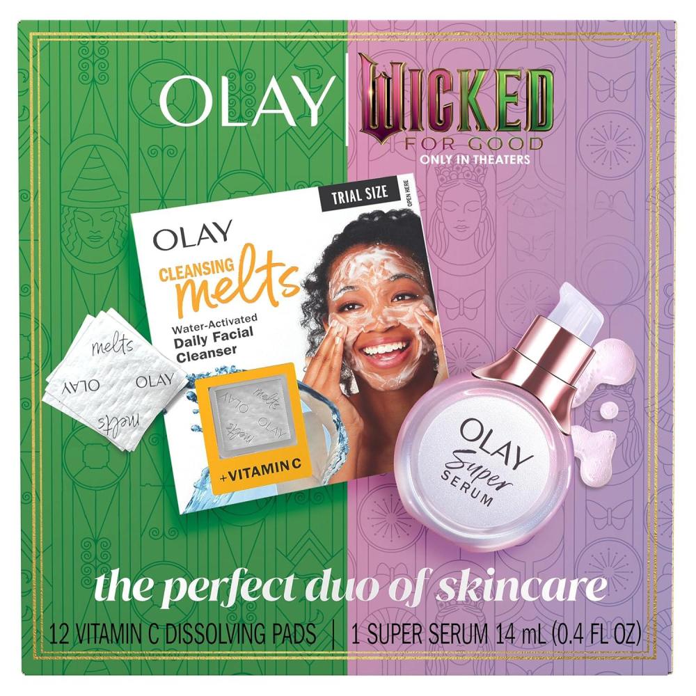 imageOlay Super Serum Trial Size Niacinamide Vitamin C amp E Collagen Peptide AHA 5in1 Skin Care Benefits Healthy Glow Brightening Hydrating Smoothing Firming Evens Tone AntiAging 04 OzWicked Bundle Super Serum Face Cleansing Melts