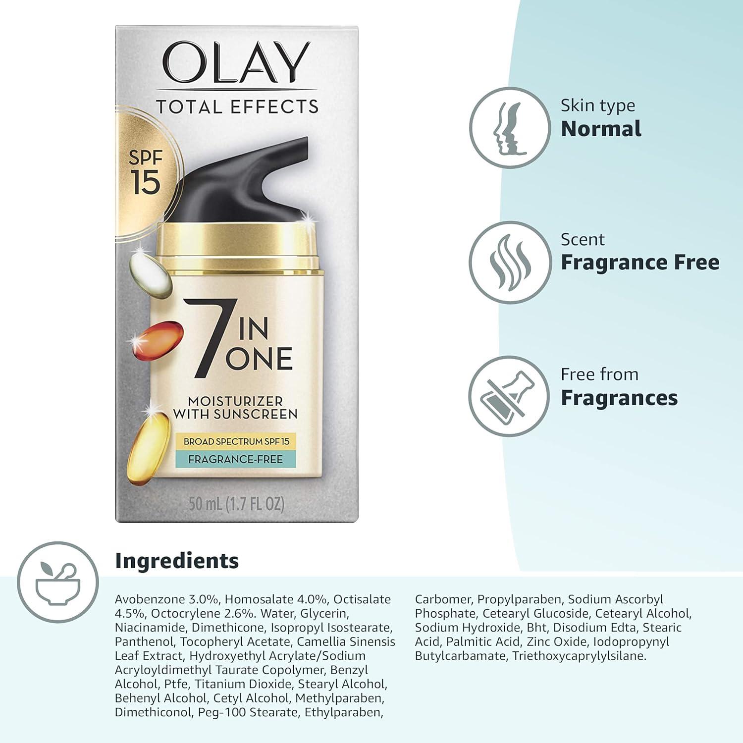 imageOLAY Total Effects 7in1 AntiAging Face Moisturizer with SPF 15 FragranceFree 17 oz17 Fl Oz Pack of 4