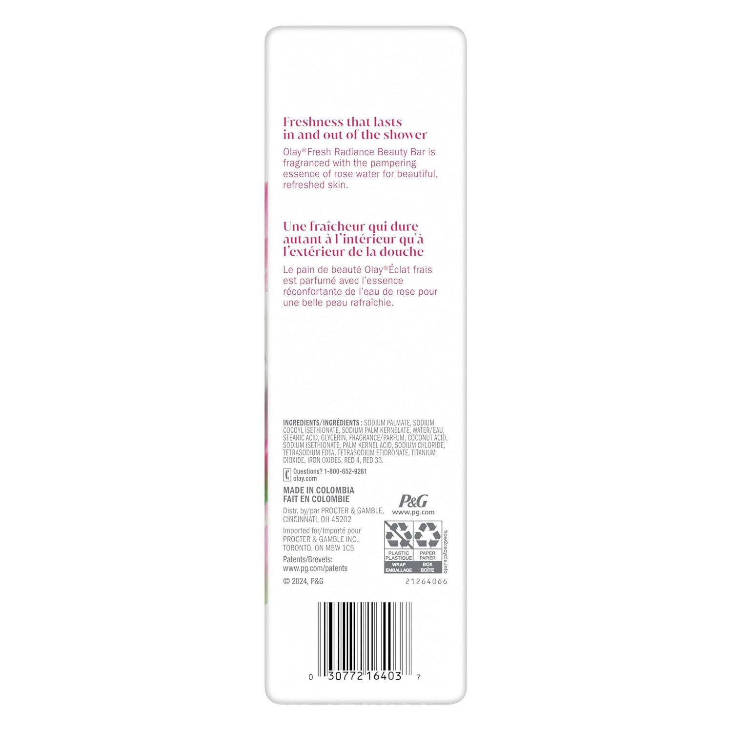 imageOlay Beauty Bar Fresh Radiance Nourishing amp Refreshing Formula Pampering for Smooth amp Gentle Skin Vitamin B3 Complex Essence of Rose Water Scent 317 oz Pack of 6Rose