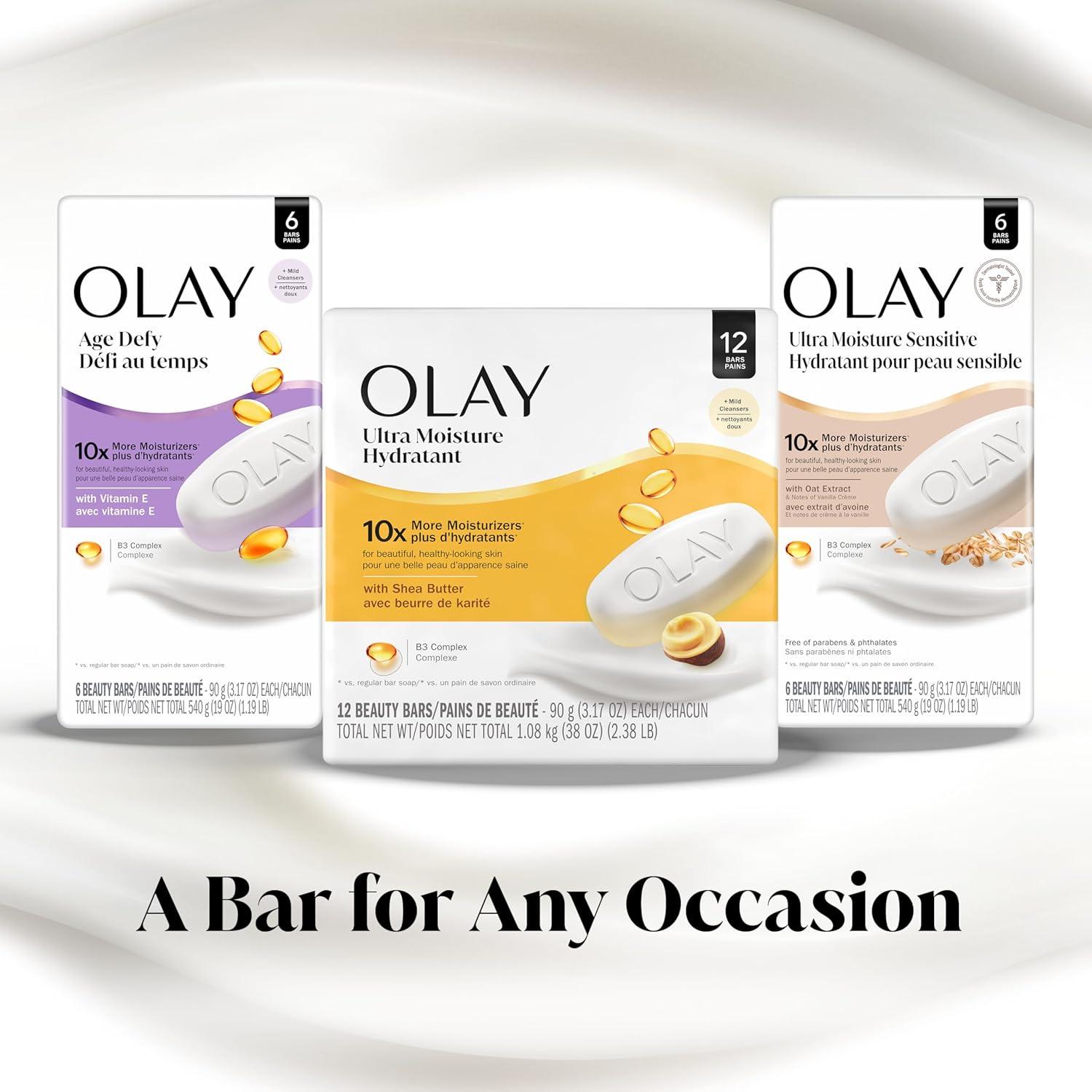 imageOlay Beauty Bar Ultra Moisture10x More Moisturizers Nourishing Conditioners Smooth amp Gentle on Skin Vitamin B3 Complex For All Skin Types Shea Butter Scent 317 oz Pack of 12317 Ounce Pack of 12