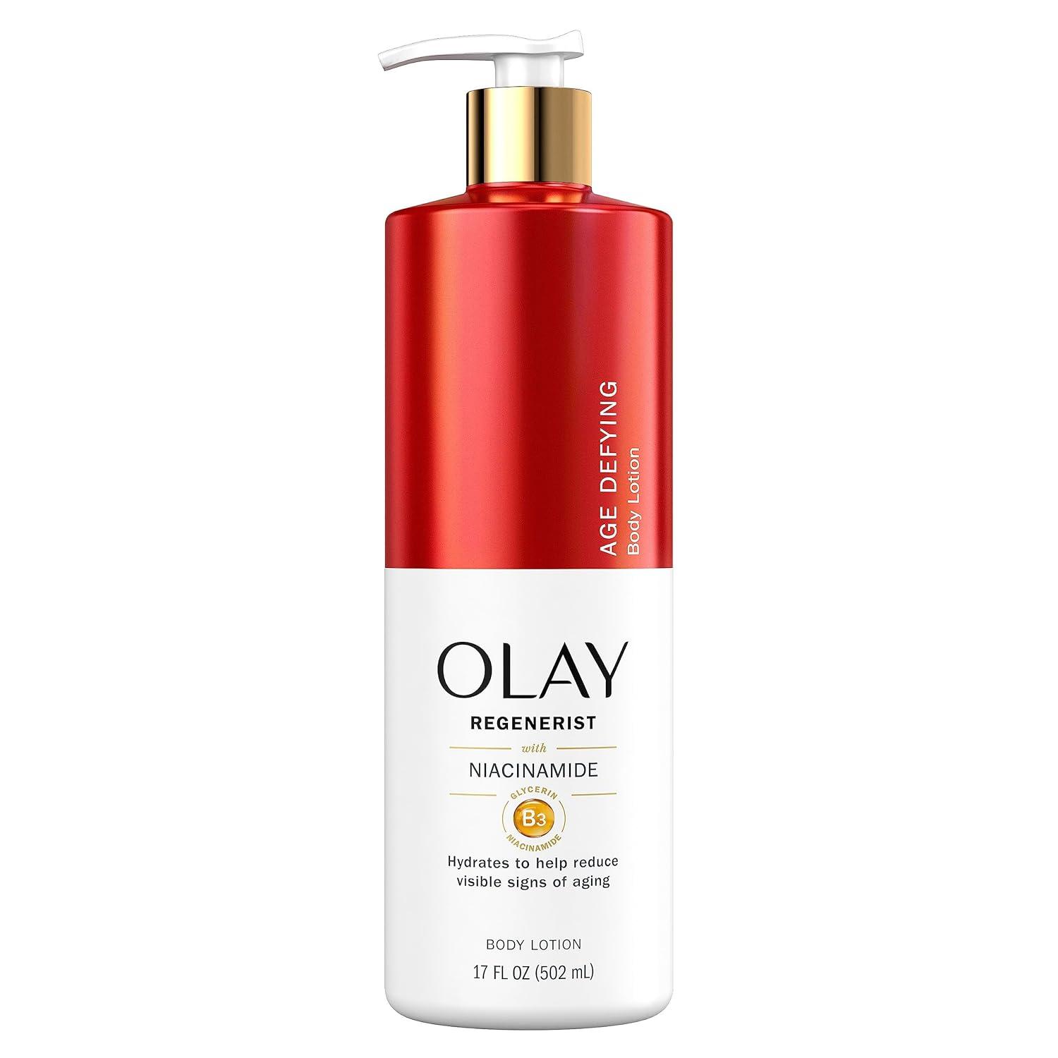 imageOlay Body Lotion for Women Age Defying amp Hydrating Dry Skin with Niacinamide 17 fl oz Pack of 4Age Defying Niacinimide