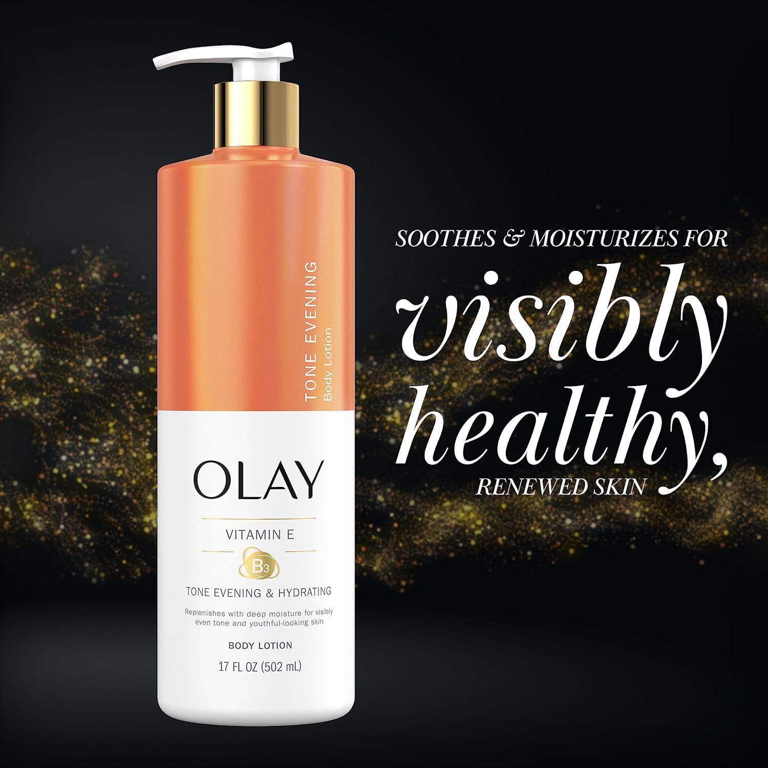 imageOlay Body Lotion for Women Age Defying amp Hydrating Dry Skin with Niacinamide 17 fl oz Pack of 4Tone Evening Vitamin E