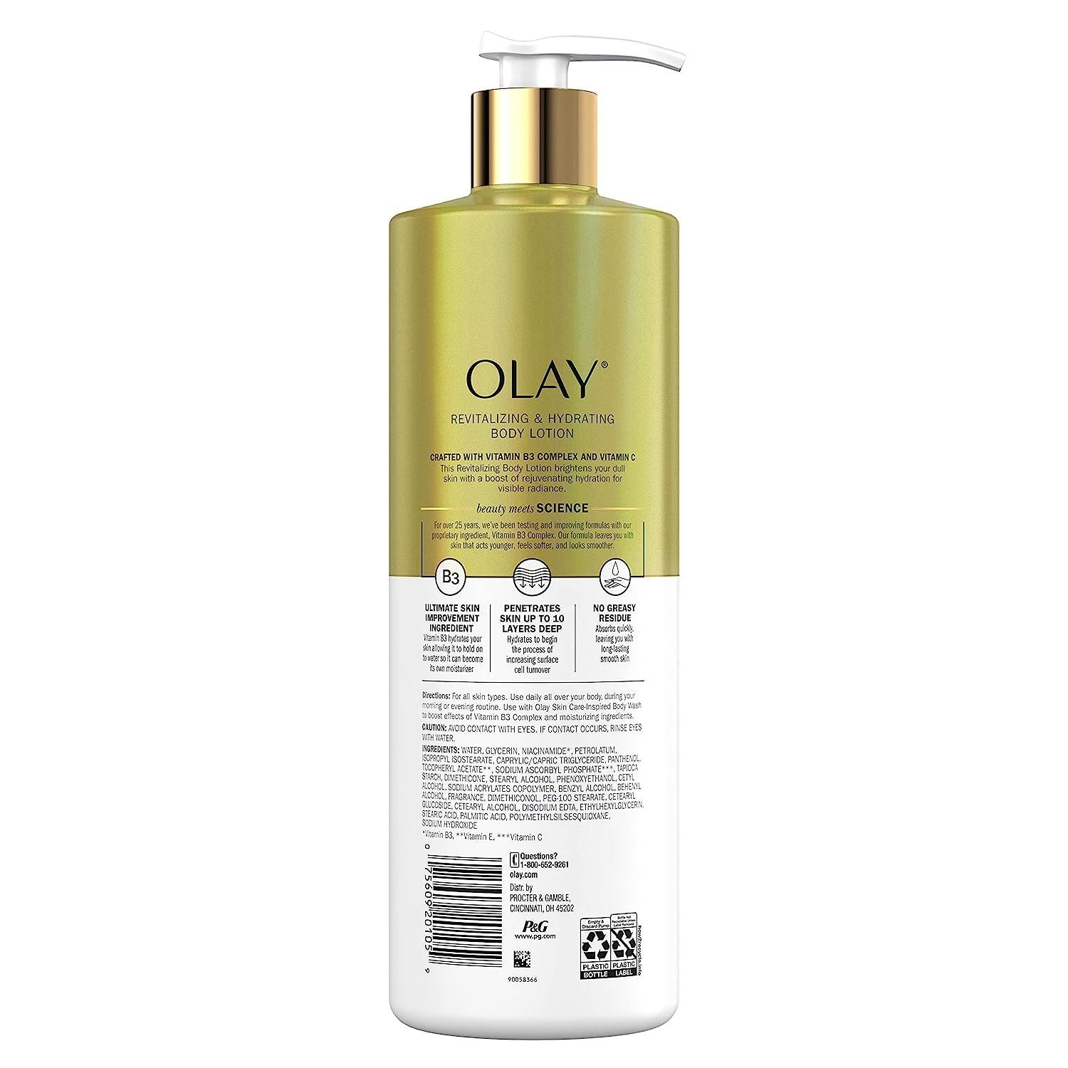 imageOlay Body Lotion for Women Age Defying amp Hydrating Dry Skin with Niacinamide 17 fl oz Pack of 4Vitamin C