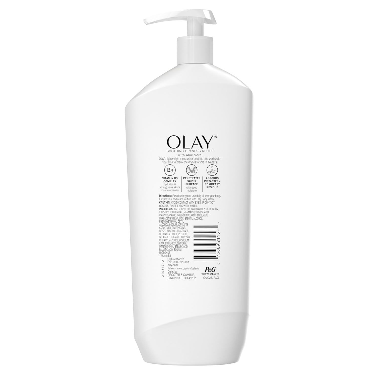 imageOlay Body Lotion for Women Day amp Night Restoring 24hr Moisturizing amp Deep Hydration Absorbs Instantly Penetrating Vitamin B3 Complex For All Skin Types Fragrance Free 18 fl ozAloe Vera