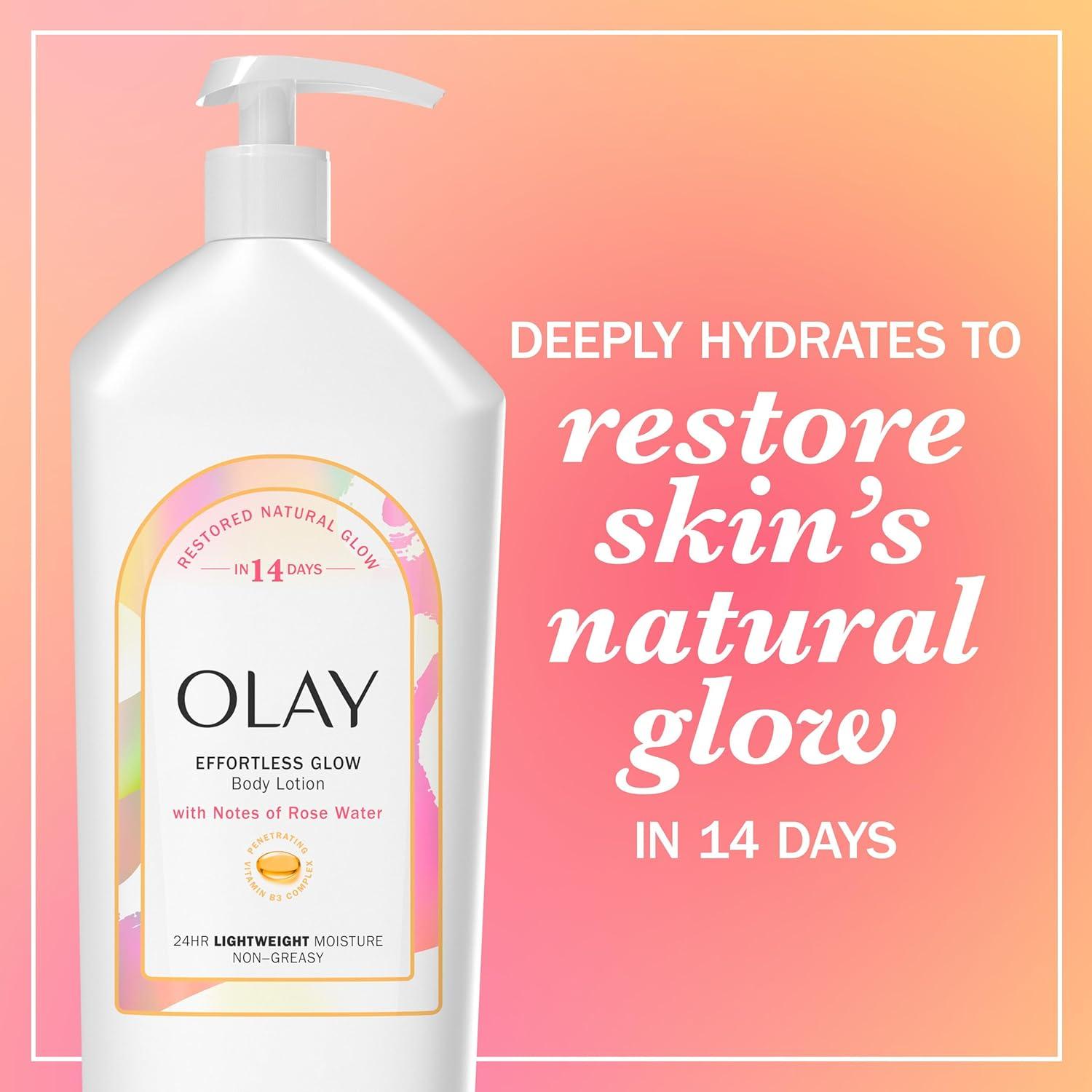 imageOlay Body Lotion for Women Day amp Night Restoring 24hr Moisturizing amp Deep Hydration Absorbs Instantly Penetrating Vitamin B3 Complex For All Skin Types Fragrance Free 18 fl ozRose