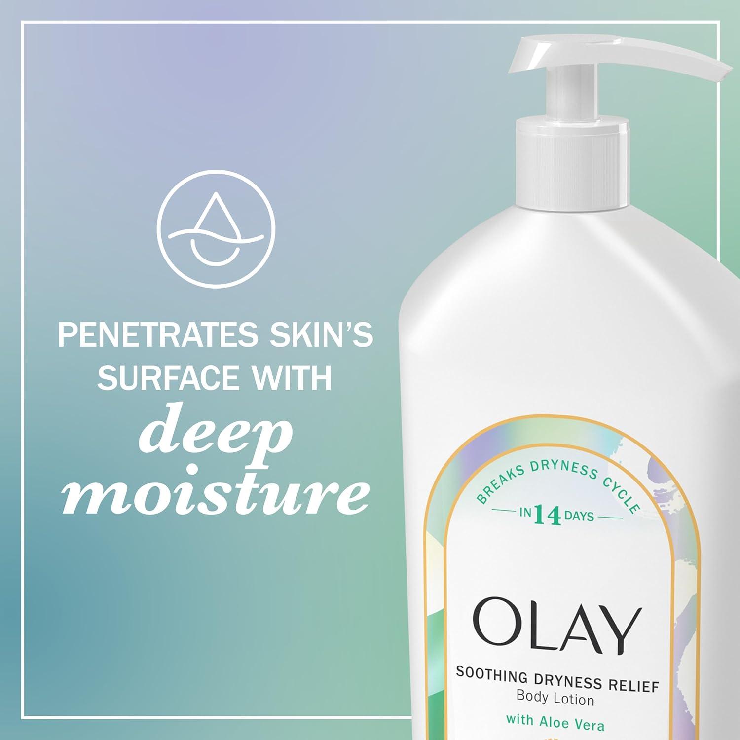 imageOlay Body Lotion for Women Day amp Night Restoring 24hr Moisturizing amp Deep Hydration Absorbs Instantly Penetrating Vitamin B3 Complex For All Skin Types Fragrance Free 18 fl ozAloe Vera