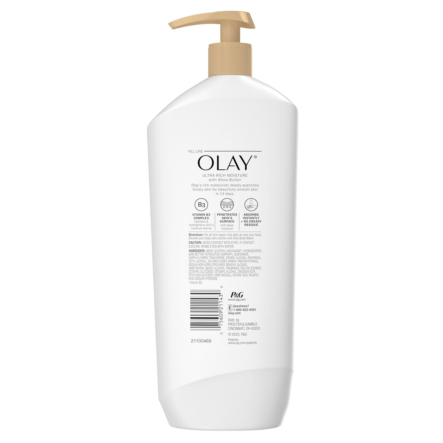 imageOlay Body Lotion for Women Day amp Night Restoring 24hr Moisturizing amp Deep Hydration Absorbs Instantly Penetrating Vitamin B3 Complex For All Skin Types Fragrance Free 18 fl ozShea Butter