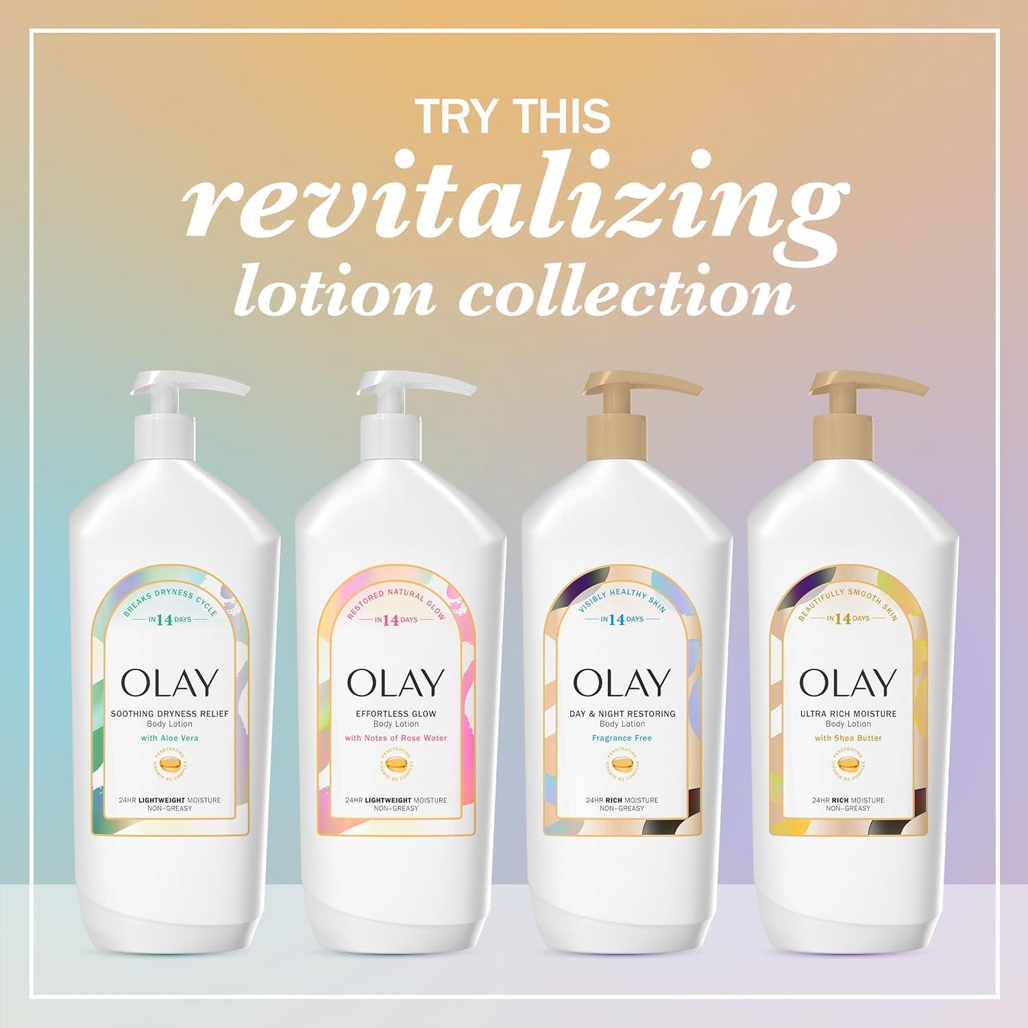 imageOlay Body Lotion for Women Day amp Night Restoring 24hr Moisturizing amp Deep Hydration Absorbs Instantly Penetrating Vitamin B3 Complex For All Skin Types Fragrance Free 18 fl ozFragranceFree