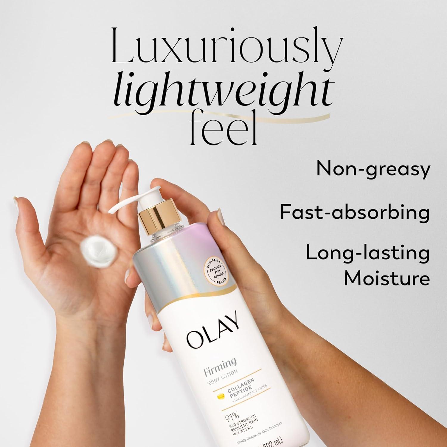 imageOlay Body Lotion for Women Smoothing with Retinol Serum Visibly Smoother Skin 24hr Moisture amp Hydration Fast Absorbing Formula Vitamin B3 Complex For All Skin Types 17 fl ozCollagen