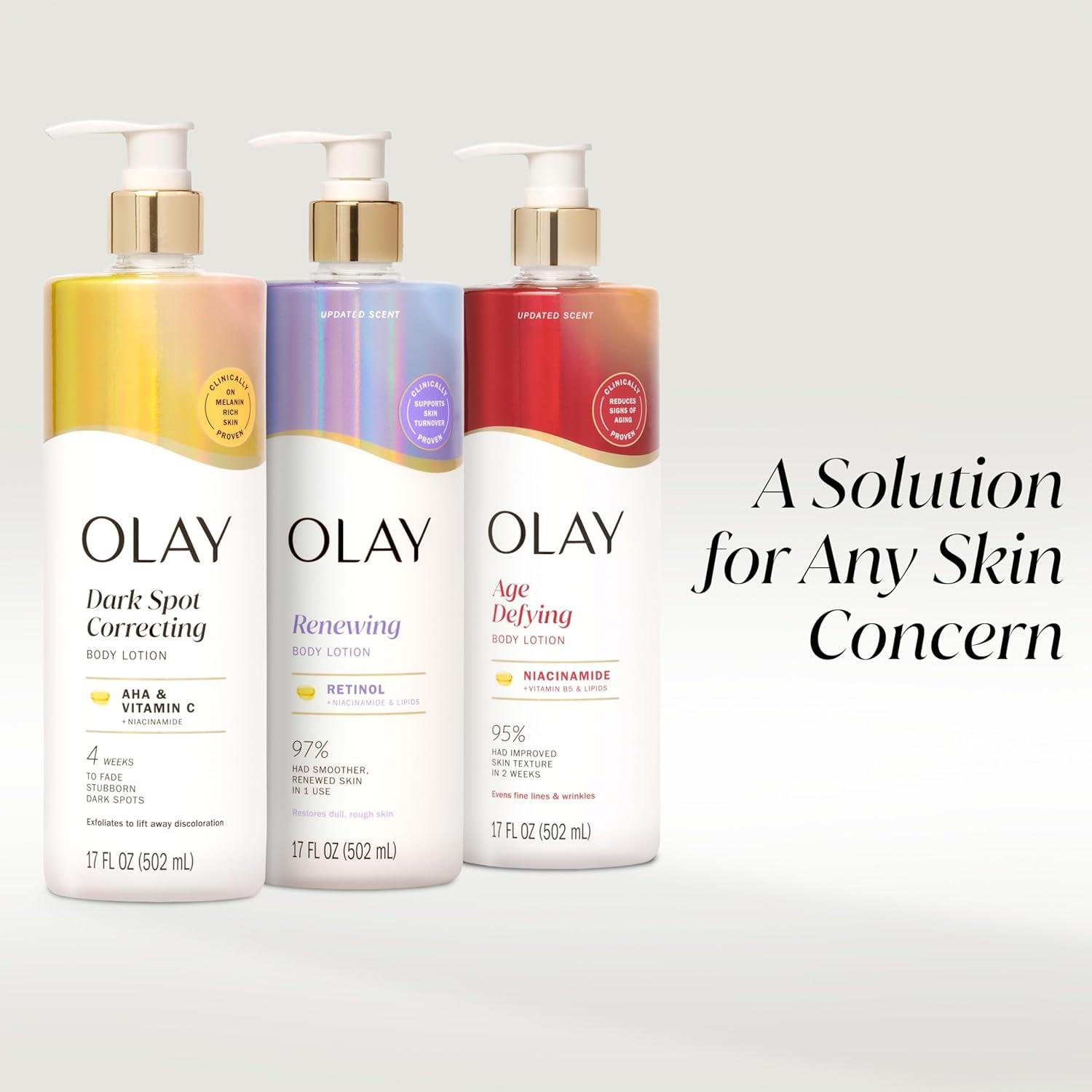 imageOlay Body Lotion for Women Smoothing with Retinol Serum Visibly Smoother Skin 24hr Moisture amp Hydration Fast Absorbing Formula Vitamin B3 Complex For All Skin Types 17 fl ozAHA