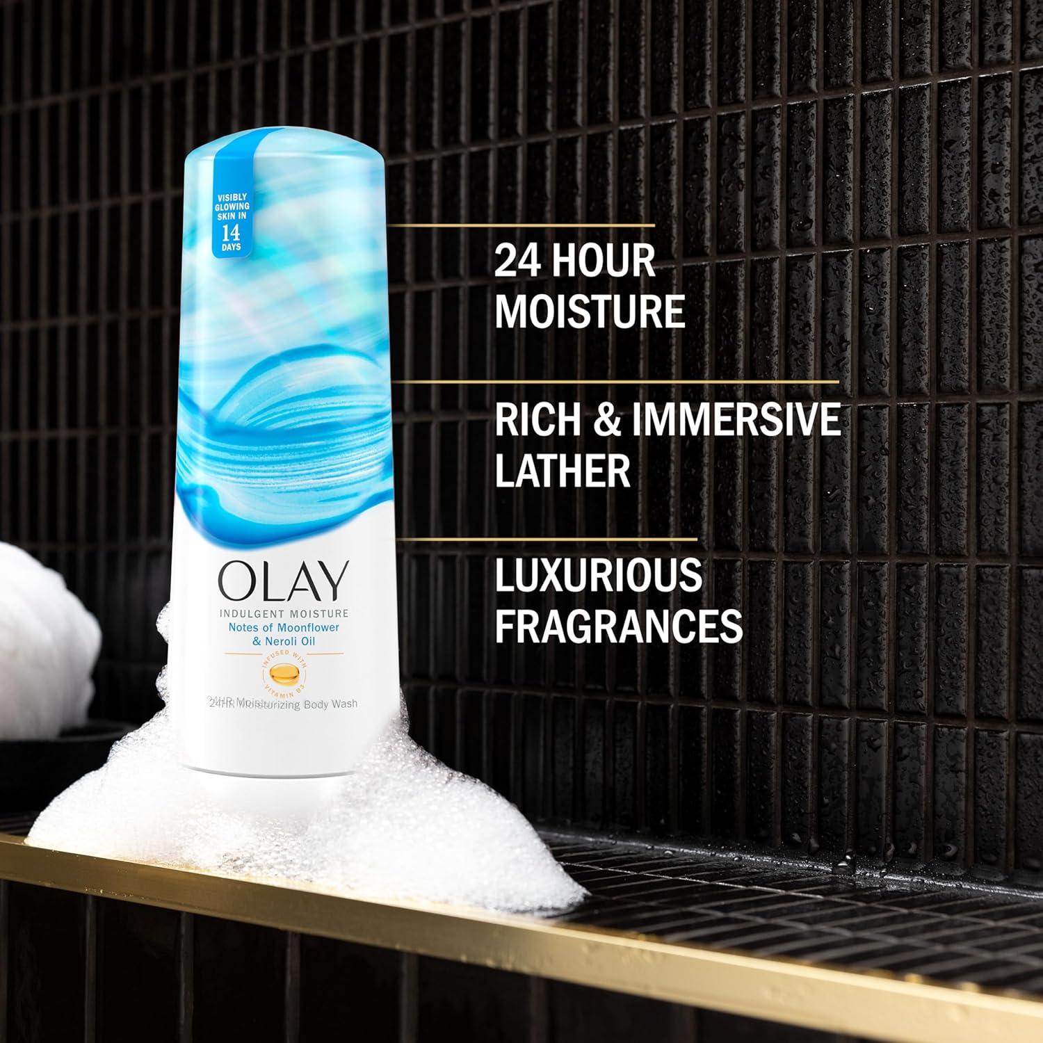 imageOlay Body Wash for Women Indulgent Moisture 24hr Moisturizing amp Nourishing Formula Infused with Vitamin B3 Complex Luxurious Fragrances Elderberry amp Almond Cream Scent 20 fl ozMoonflower Neroli Oil