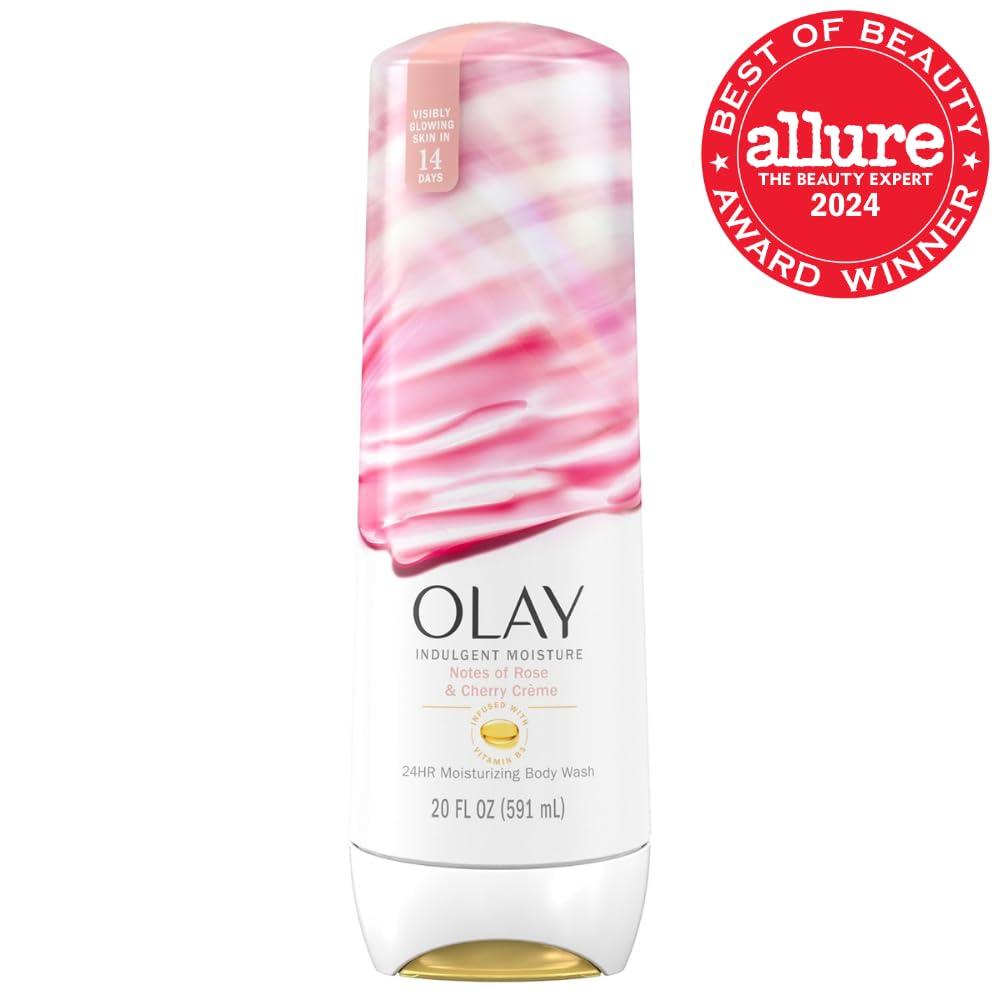 imageOlay Body Wash for Women Indulgent Moisture 24hr Moisturizing amp Nourishing Formula Infused with Vitamin B3 Complex Luxurious Fragrances Elderberry amp Almond Cream Scent 20 fl ozRose Cherry Creme