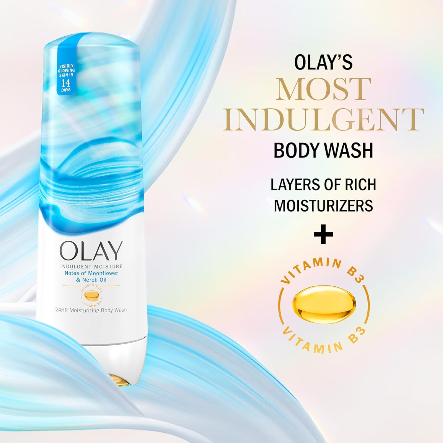 imageOlay Body Wash for Women Indulgent Moisture 24hr Moisturizing amp Nourishing Formula Infused with Vitamin B3 Complex Luxurious Fragrances Elderberry amp Almond Cream Scent 20 fl ozMoonflower Neroli Oil
