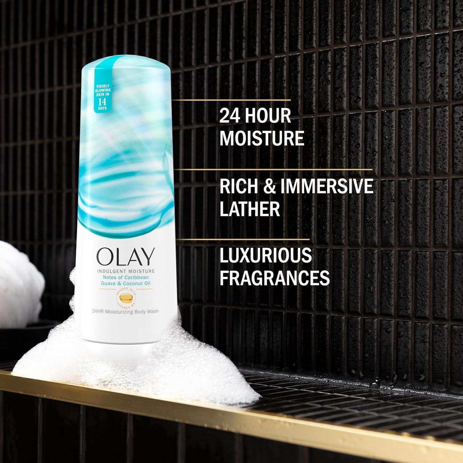 imageOlay Body Wash for Women Indulgent Moisture 24hr Moisturizing amp Nourishing Formula Infused with Vitamin B3 Complex Luxurious Fragrances Elderberry amp Almond Cream Scent 20 fl ozGuava Coconut