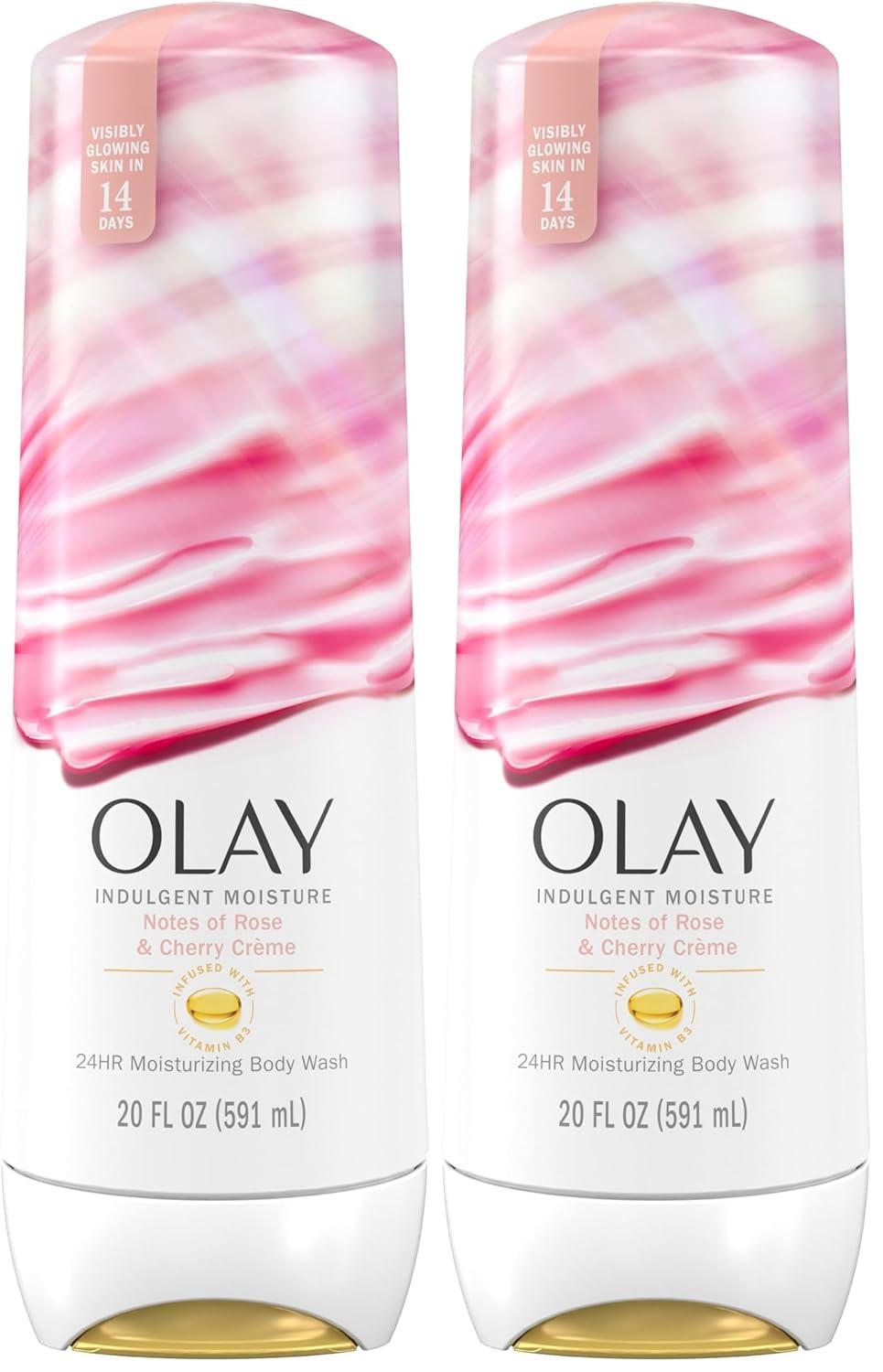 imageOlay Body Wash for Women Indulgent Moisture 24hr Moisturizing amp Nourishing Formula Infused with Vitamin B3 Complex Luxurious Fragrances Elderberry amp Almond Cream Scent 20 fl ozRose Cherry Creme
