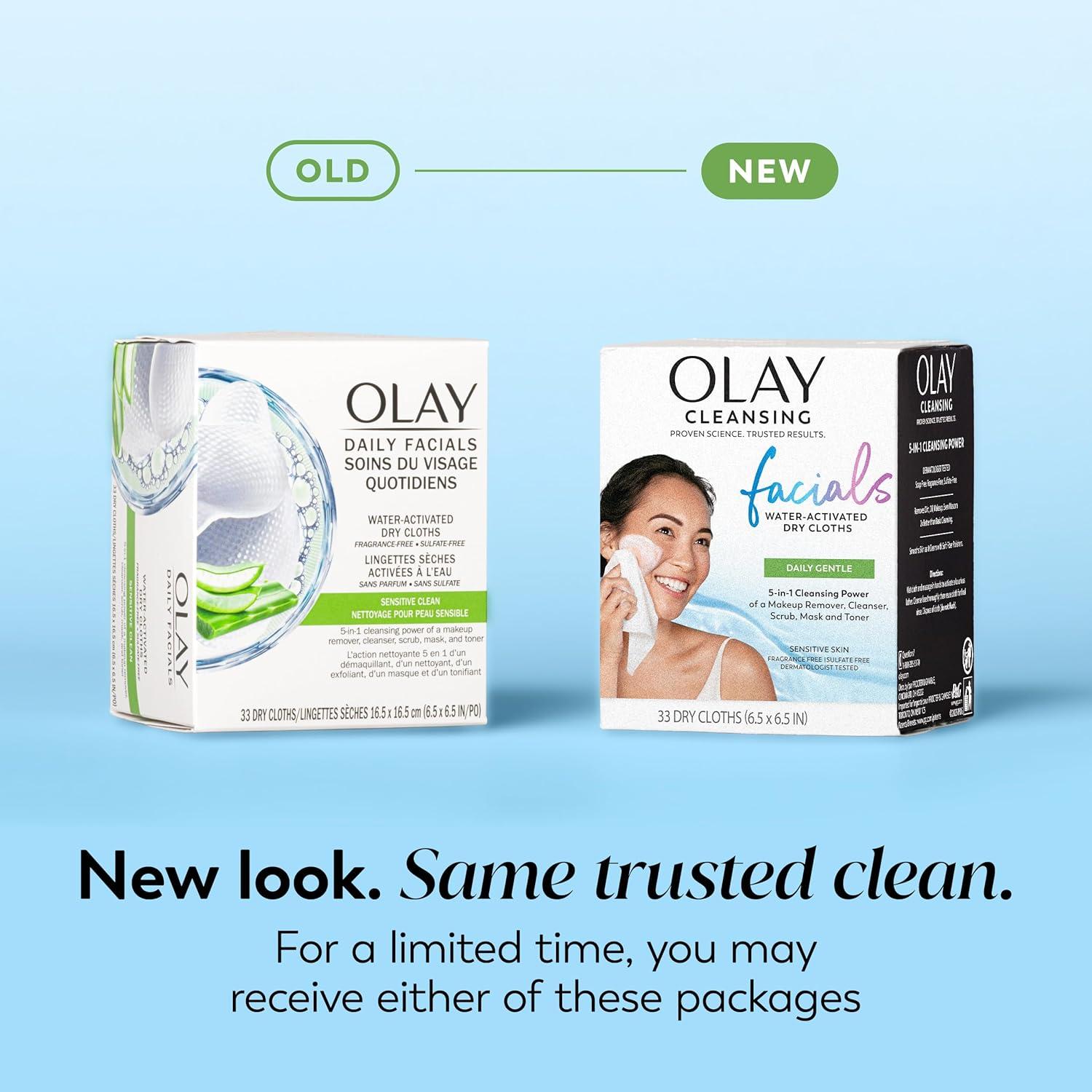 imageOlay Eye Makeup Remover Wipes Daily Facials Gentle Face Cleanser for Sensitive Skin Alcohol and Fragrance Free Soft Face Wash Towels Travel Essentials for Women Dry Cloths 99 ct 3 X 33ct