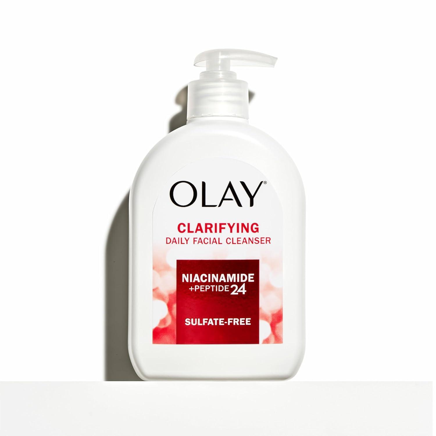 imageOlay Face Wash Daily Facial Cleanser with Niacinamide Peptides amp Glycerin Clarifying Refreshes Skin Surface Refines Appearance of Pores SulfateFree ParabenFree OilFree 16 Oz16 Fl Oz Pack of 2