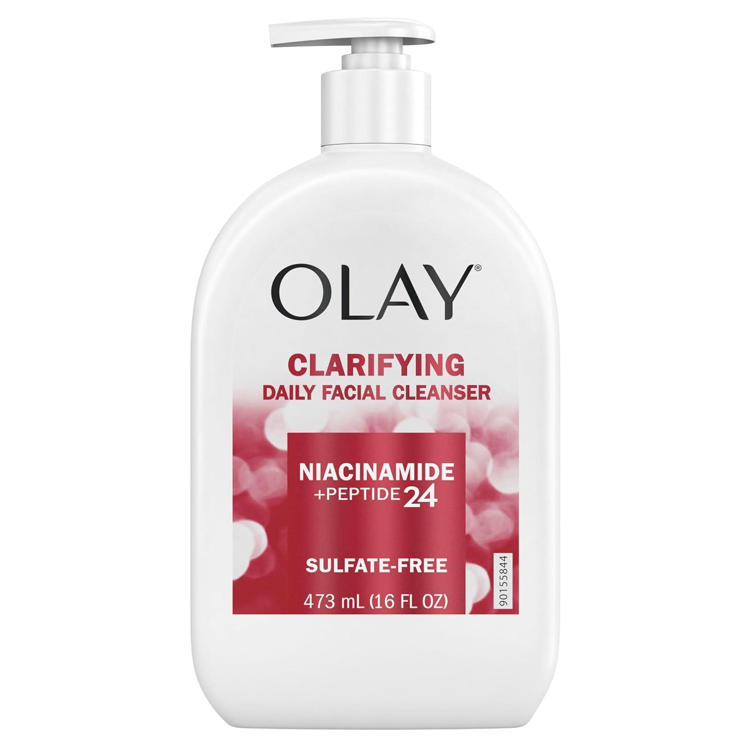 imageOlay Face Wash Daily Facial Cleanser with Niacinamide Peptides amp Glycerin Clarifying Refreshes Skin Surface Refines Appearance of Pores SulfateFree ParabenFree OilFree 16 Oz16 Fl Oz Pack of 2