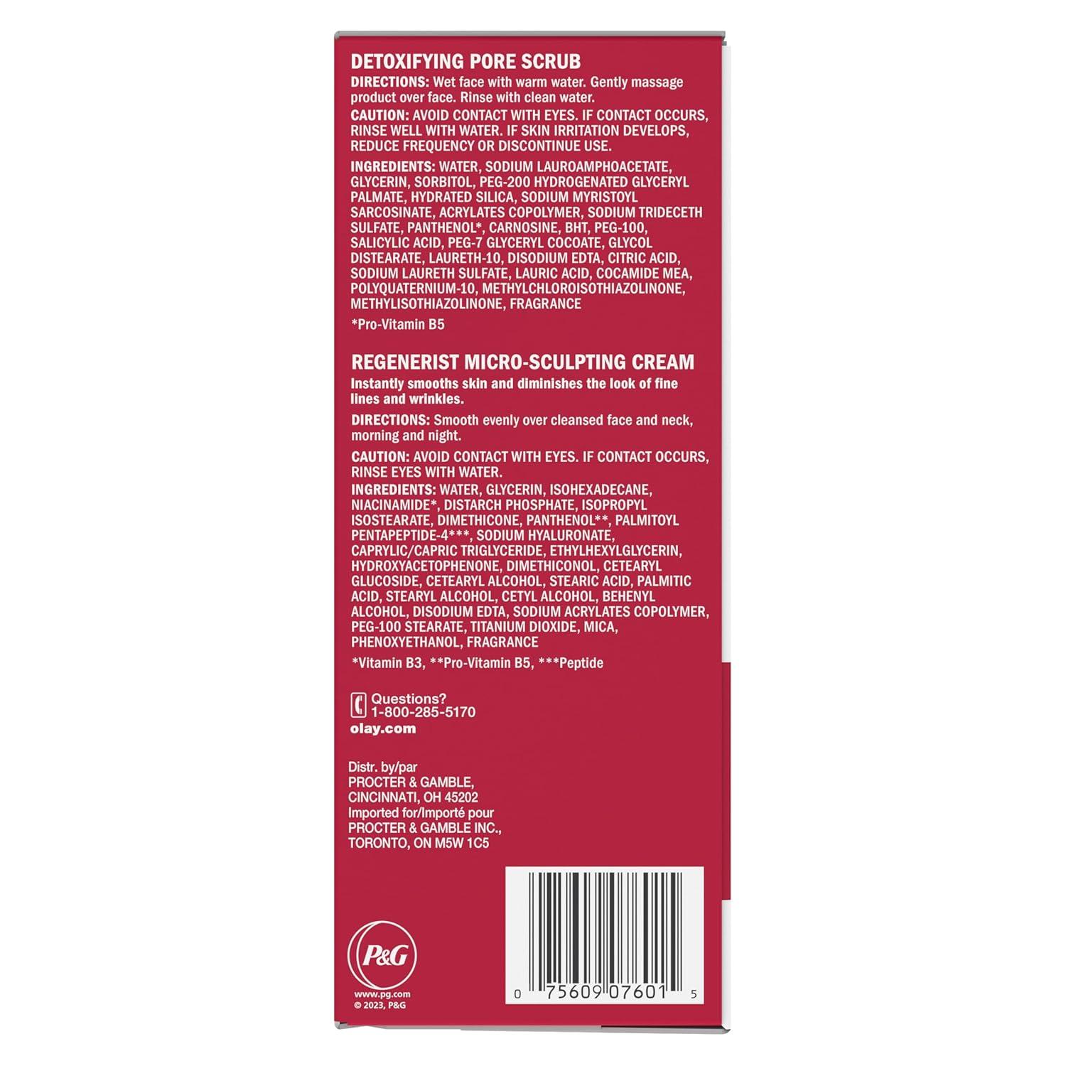 imageOlay Face Wash Regenerist Advanced AntiAging Pore Scrub Cleanser 50 Oz and MicroSculpting Face Moisturizer Cream 17 Oz Skin Care Duo Pack Total 67 OuncesRegenerist Pore Cleanser Face Moisturizer