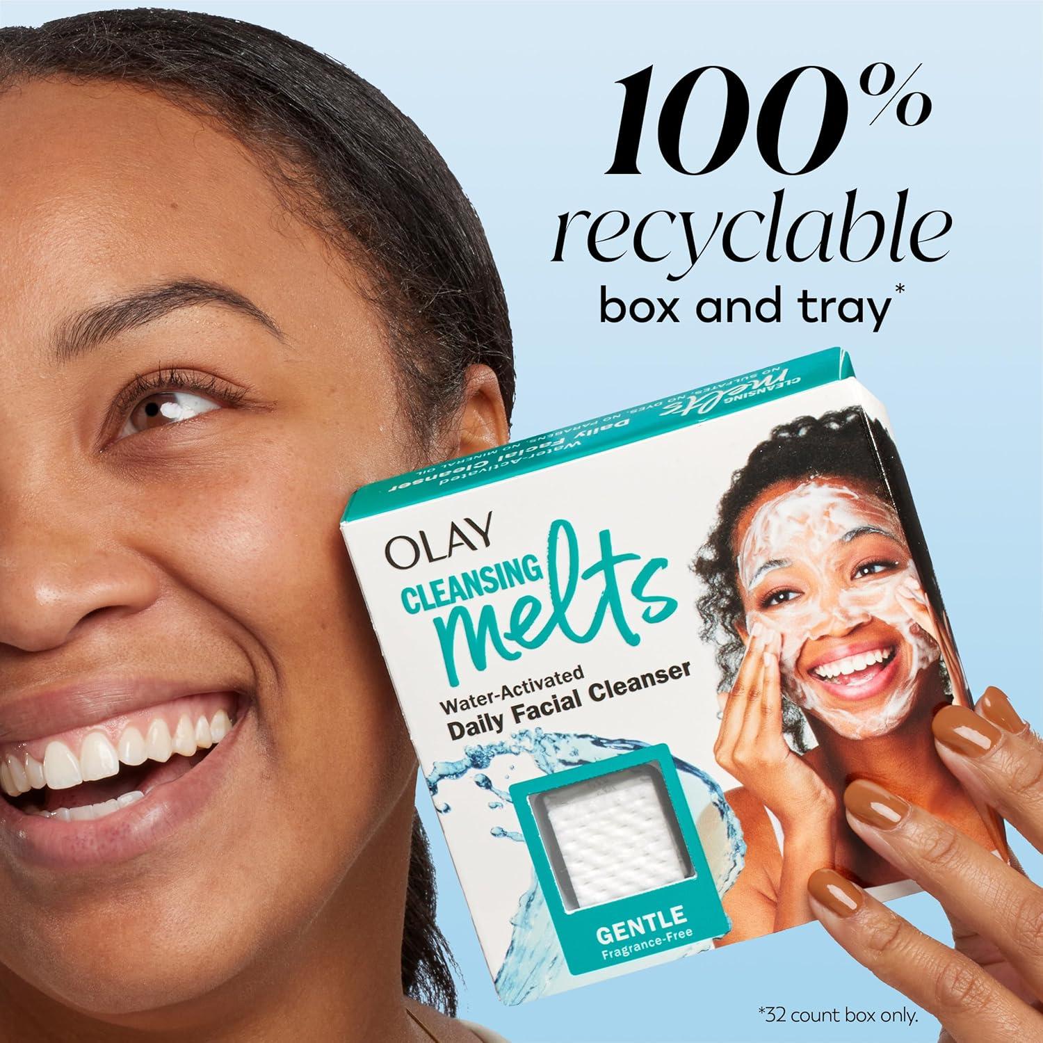 imageOlay Face Wash Vitamin C Cleansing Melts Daily Use Gentle Cleanser For All Skin Types Travel Size Soft Citrus Scent WaterActivated to Clean Tone and Refresh 64ct 2 Pack x 32ctUnscented