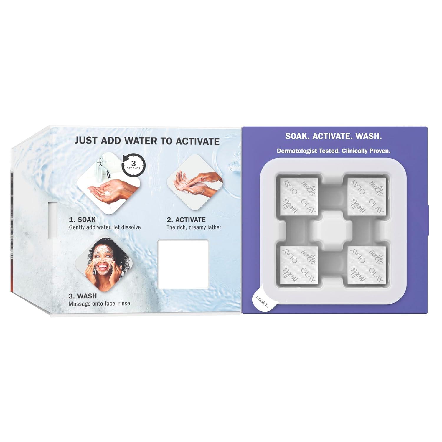 imageOlay Face Wash Vitamin C Cleansing Melts Daily Use Gentle Cleanser For All Skin Types Travel Size Soft Citrus Scent WaterActivated to Clean Tone and Refresh 64ct 2 Pack x 32ctRetinol