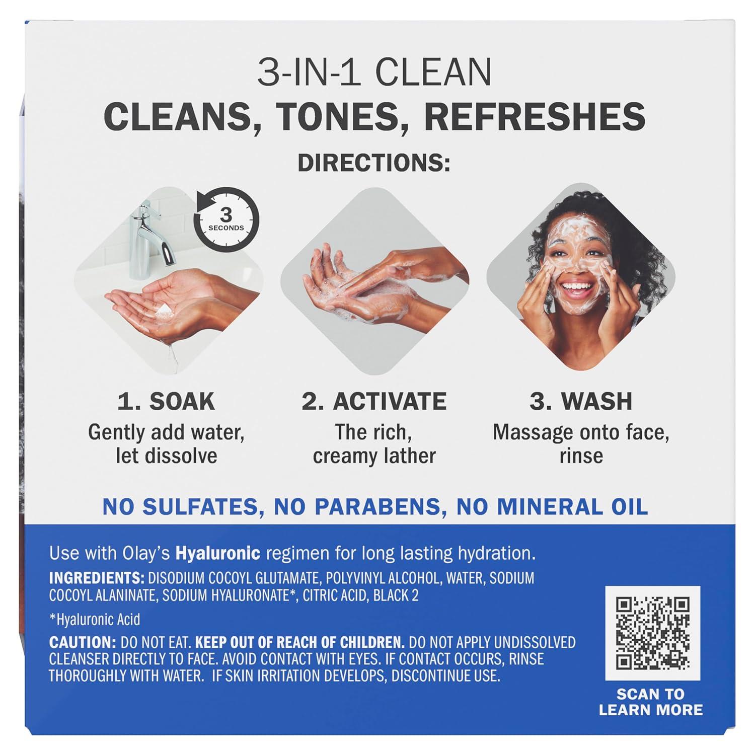 imageOlay Face Wash Vitamin C Cleansing Melts Daily Use Gentle Cleanser For All Skin Types Travel Size Soft Citrus Scent WaterActivated to Clean Tone and Refresh 64ct 2 Pack x 32ctHyaluronic