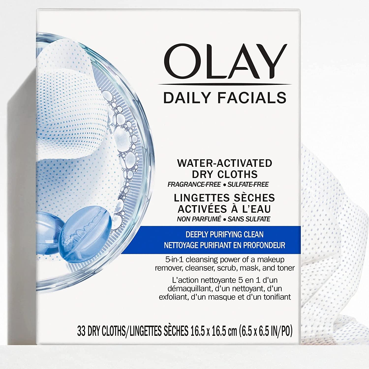 imageOlay Makeup Remover Wipes Daily Facials Hydrating Face Cleanser for Normal to Dry Skin Alcohol amp Fragrance Free Soft Face Wash Towels Travel Essentials for Women Convenient Dry Cloths 66 ctWhite