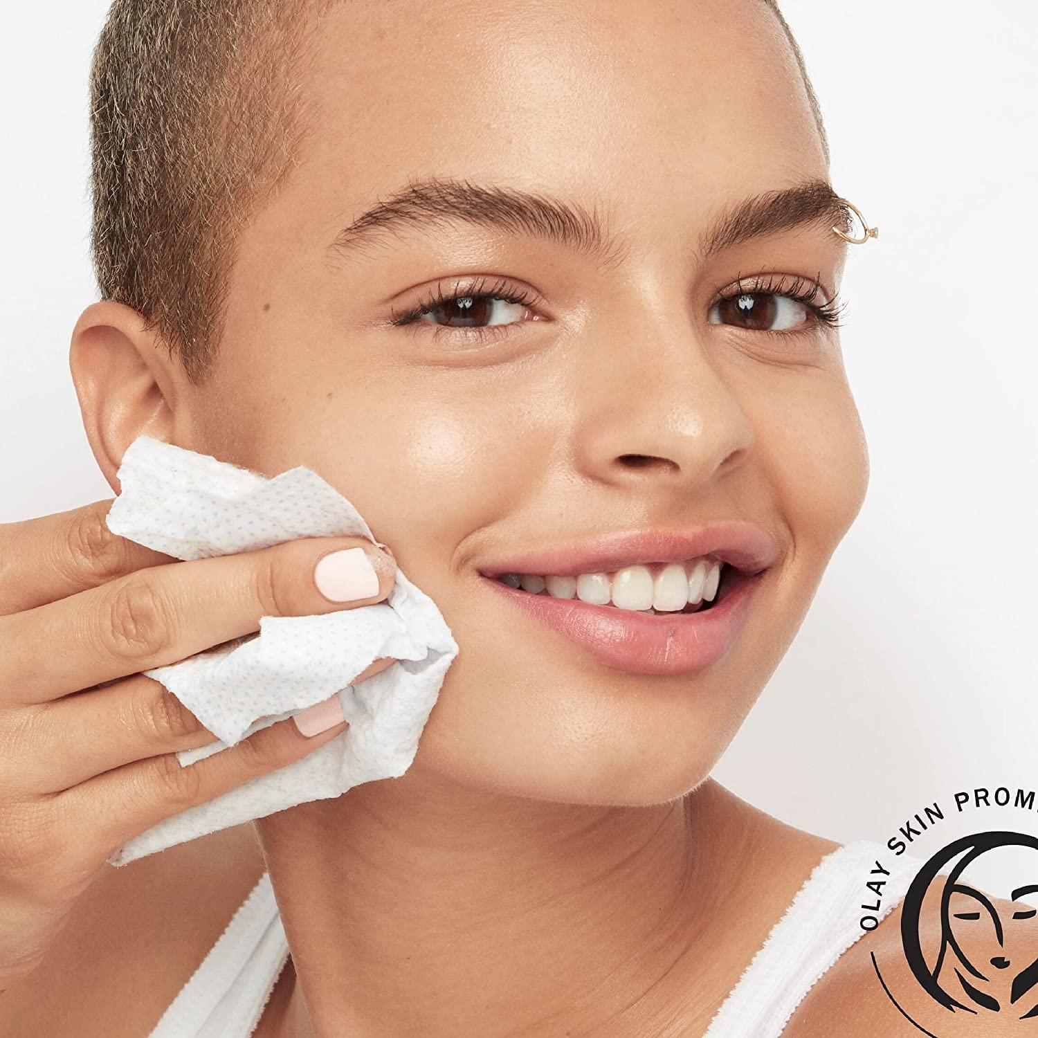 imageOlay Makeup Remover Wipes Daily Facials Hydrating Face Cleanser for Normal to Dry Skin Alcohol amp Fragrance Free Soft Face Wash Towels Travel Essentials for Women Convenient Dry Cloths 66 ctWhite