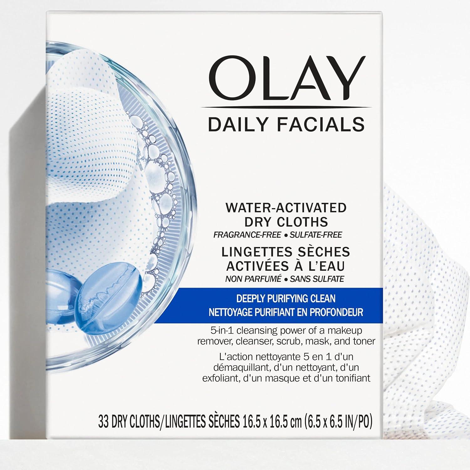 imageOlay Makeup Remover Wipes Daily Facials Hydrating Face Cleanser for Normal to Dry Skin Alcohol amp Fragrance Free Soft Face Wash Towels Travel Essentials for Women Convenient Dry Cloths 66 ctWhite