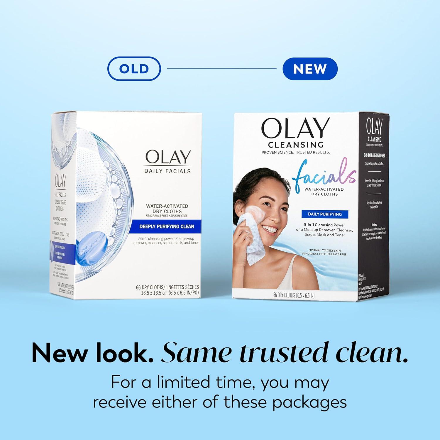 imageOlay Makeup Remover Wipes Daily Facials Hydrating Face Cleanser for Normal to Dry Skin Alcohol amp Fragrance Free Soft Face Wash Towels Travel Essentials for Women Convenient Dry Cloths 66 ctPurifying Clean