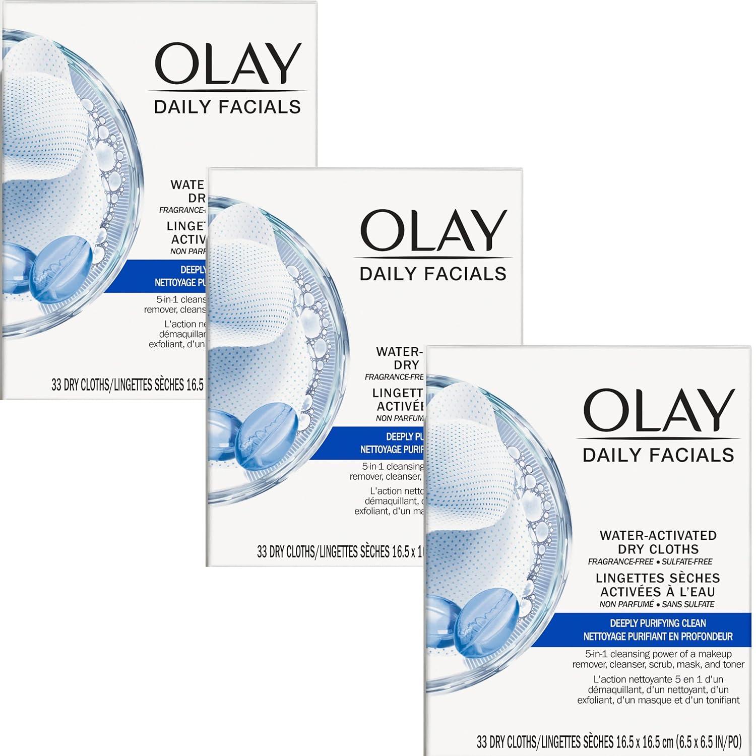 imageOlay Makeup Remover Wipes Daily Facials Hydrating Face Cleanser for Normal to Dry Skin Alcohol amp Fragrance Free Soft Face Wash Towels Travel Essentials for Women Convenient Dry Cloths 66 ctWhite