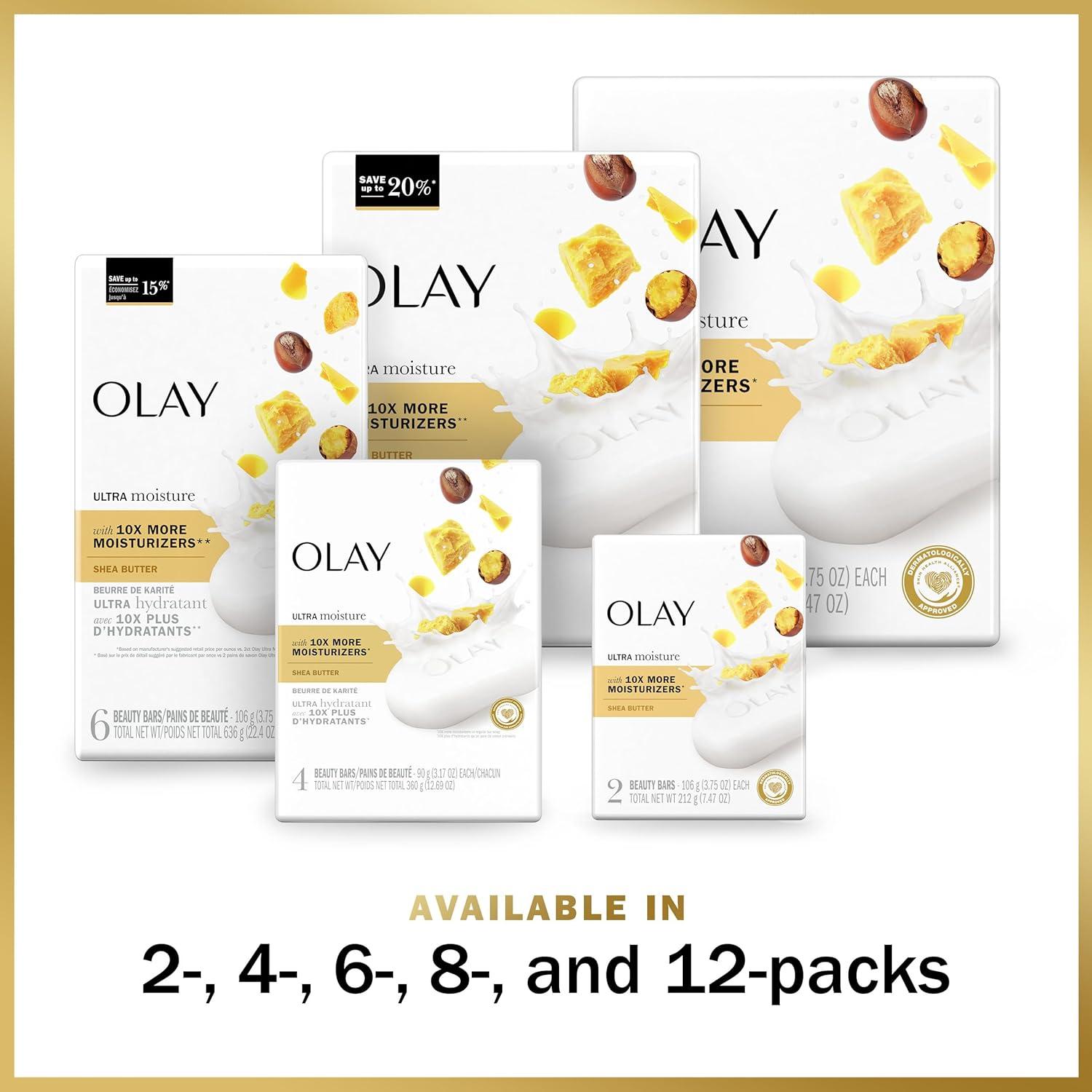 imageOlay Moisture Outlast Ultra Moisture Shea Butter Beauty Bar with Vitamin B3 Complex 375 oz Pack of 6