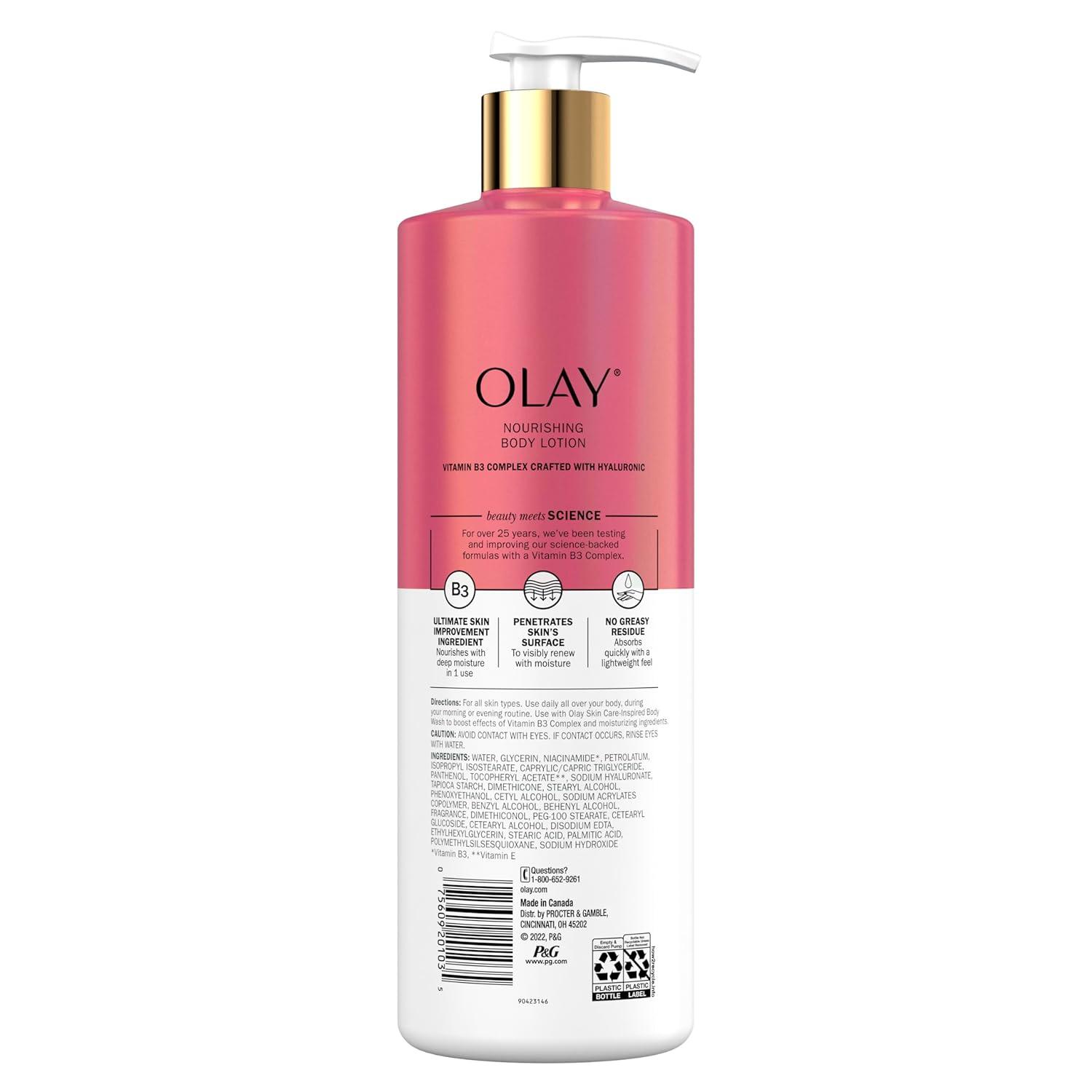 imageOlay Nourishing amp Hydrating Body Lotion for Women with Hyaluronic Acid 17 oz Pack of 4