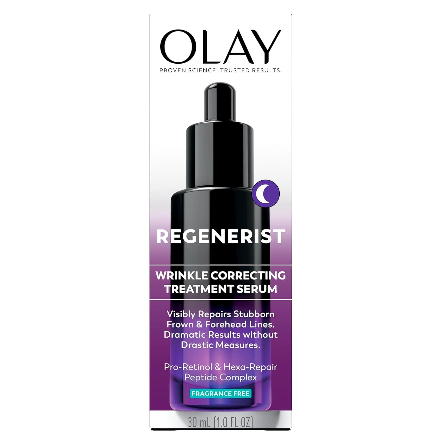 imageOlay Regenerist Resurfacing Retinol Serum Renew AntiWrinkle Serum for Women AntiAging Skin Care Advanced Night Repair FragranceFree HexaRepair Peptide amp ProRetinol 10oz