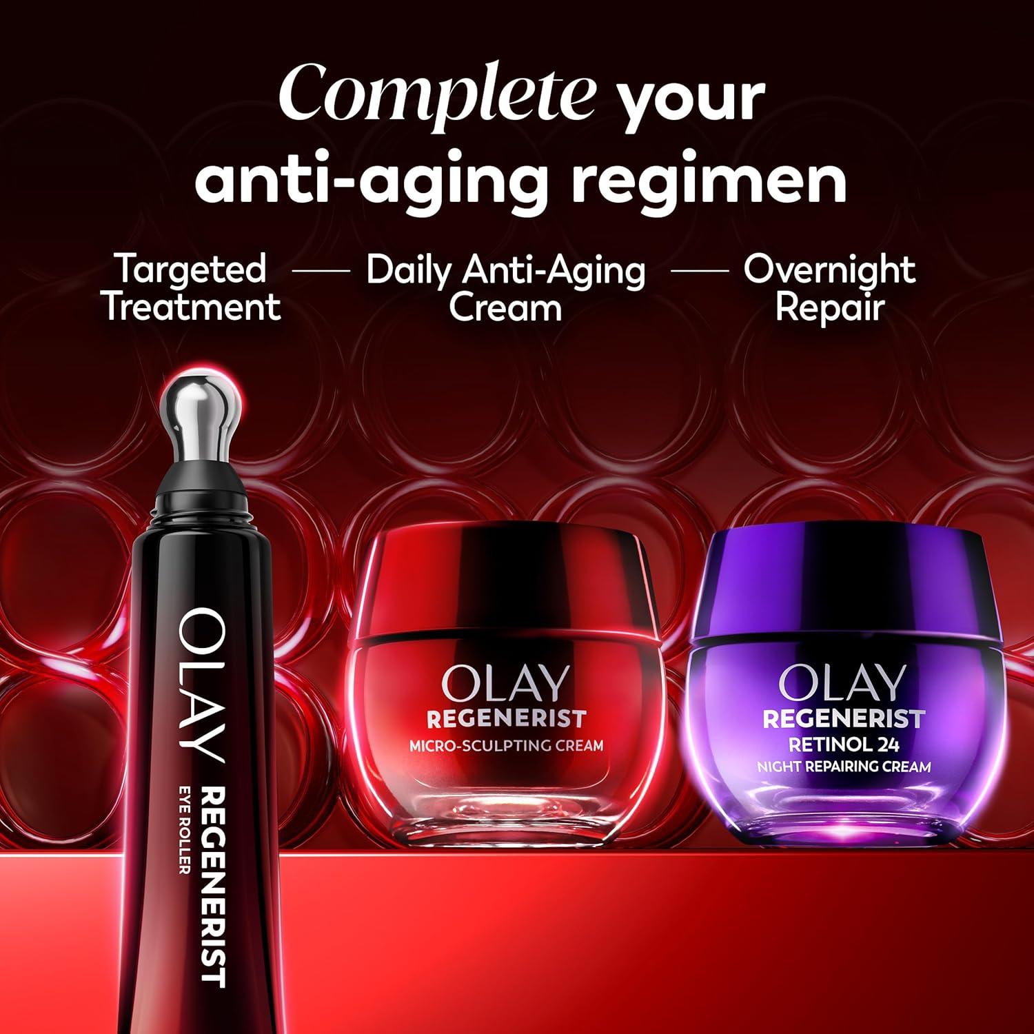 imageOlay Regenerist Under Eye Cream Roller Eye Wrinkle Cream Crows Feet amp Bags Treatment AntiWrinkle AntiAging Serum FragranceFree HexaRepair Peptide amp Bakuchiol 07ozEye Wrinkle Treatment