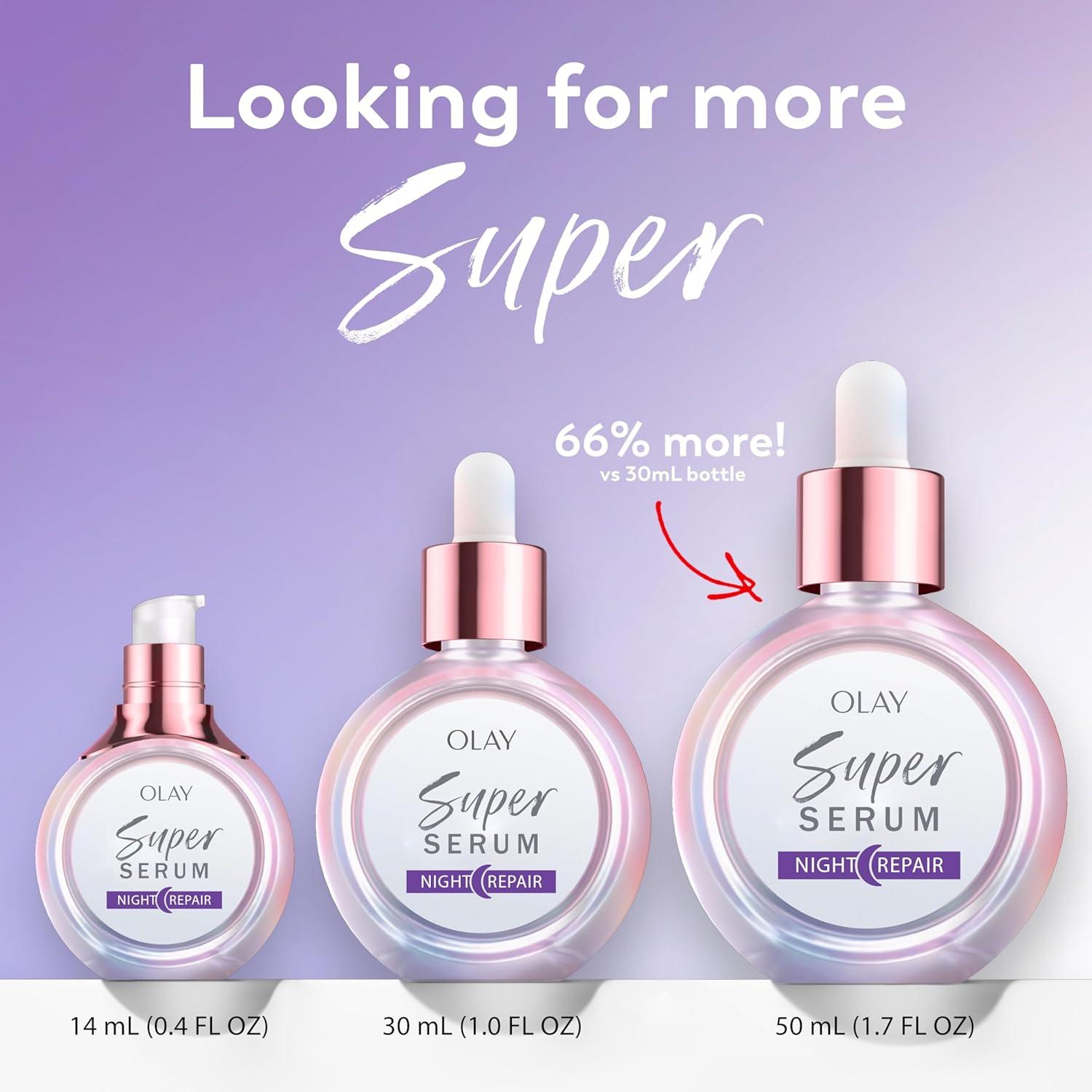 imageOlay Super Serum Night Repair FragranceFree Trial Size Niacinamide Peptide Salicylic amp Lactic Acid Glycerin 5in1 Skin Care Benefits Hydrating Reduces Dark Spots AntiAging 04 Oz